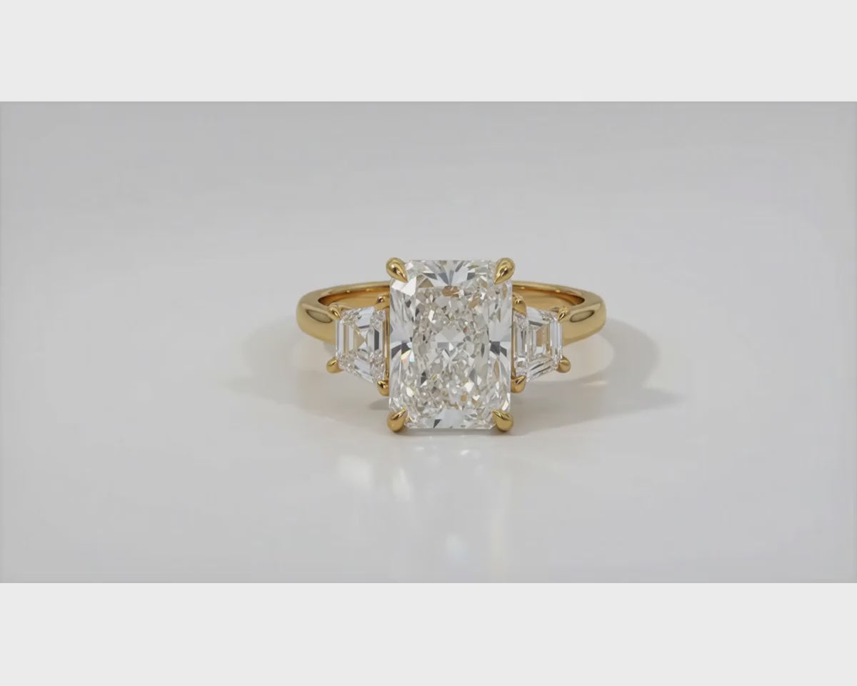 14k Gold Diamond Ring with Emerald-Cut Center Stone & Baguette Accents 3ct – product video