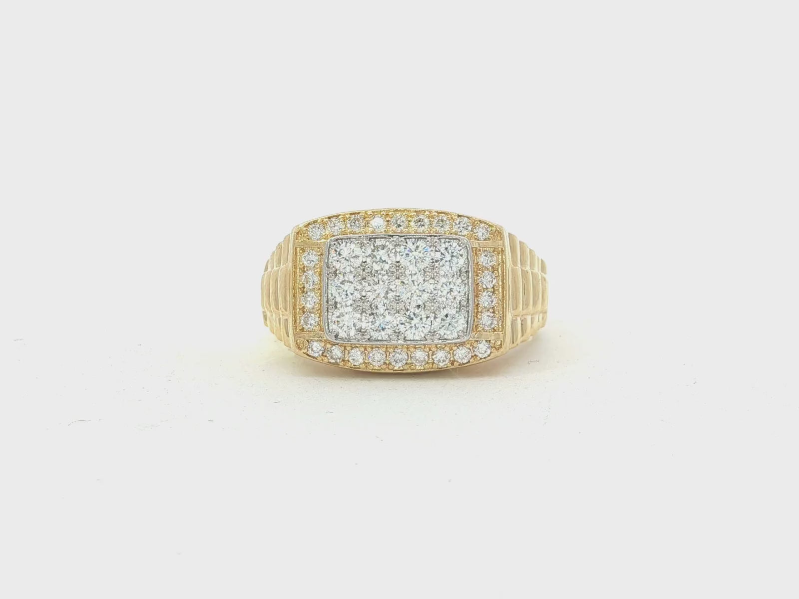 10K Gold Diamond Men’s Ring with Square Cluster Halo 1.00ct