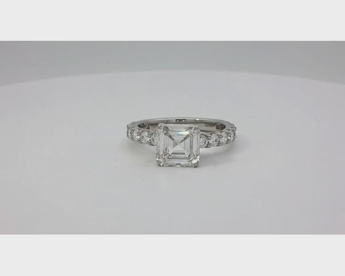 14k Gold Diamond Solitaire Ring with Emerald-Cut Center Stone 2.13ct – product video