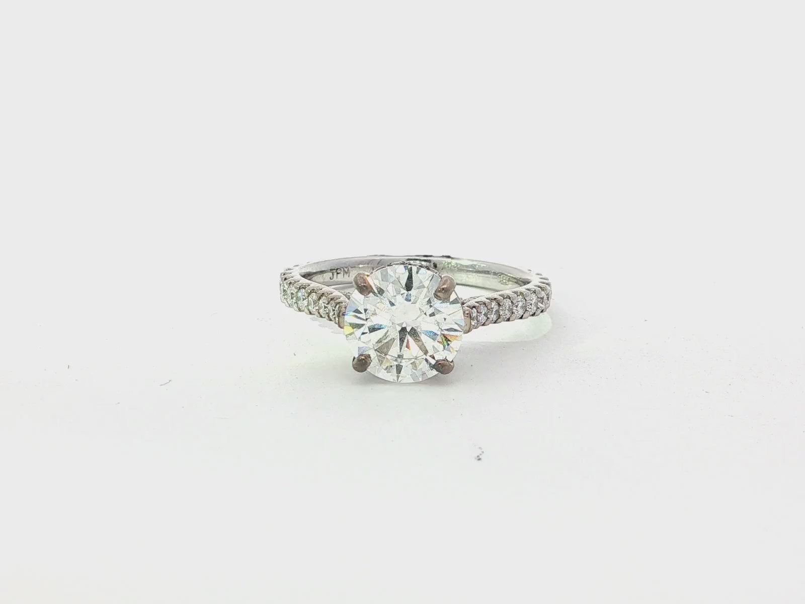 18k Round Cut Petite Micropavé Engagement Ring 3.25 CT