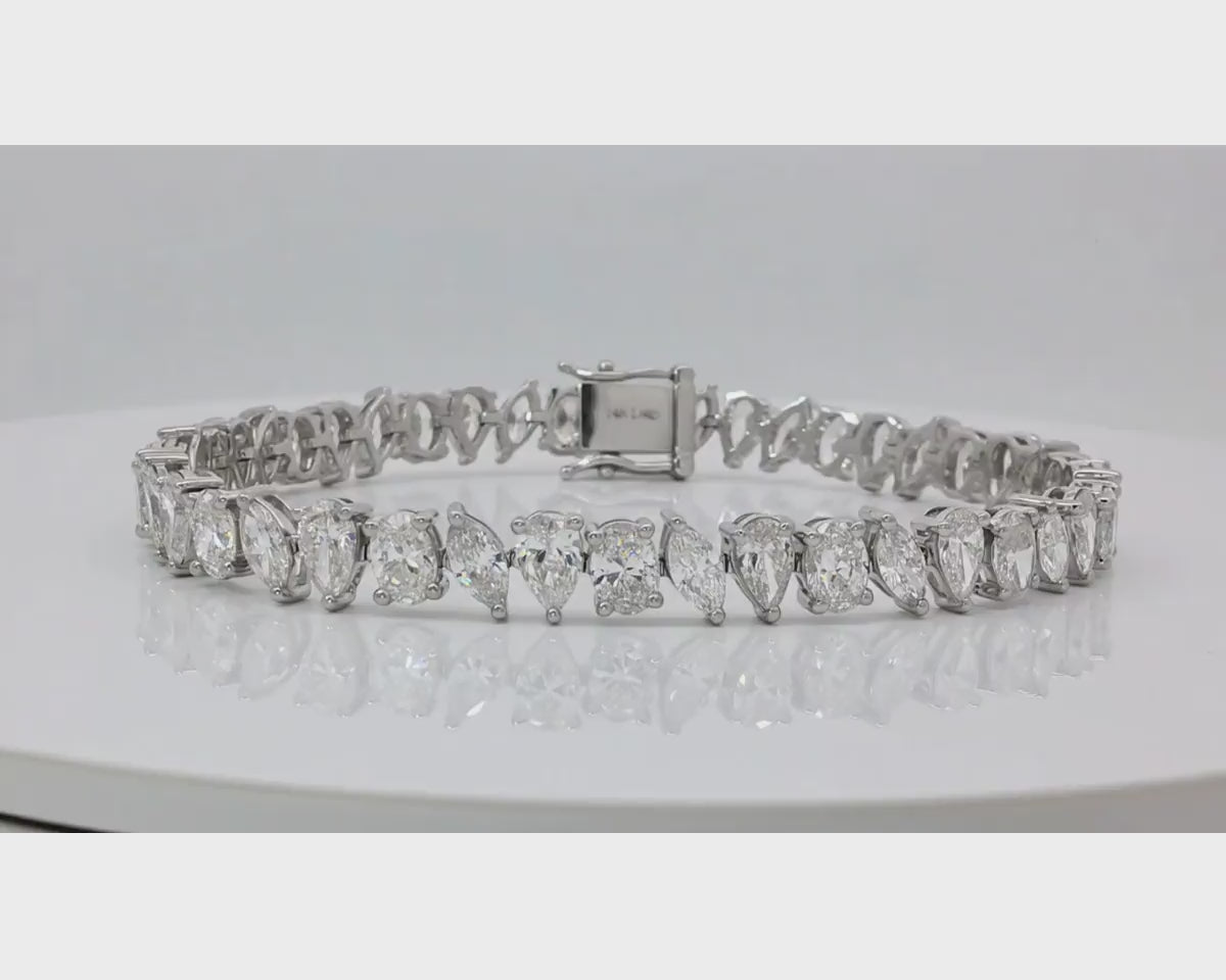14K Gold Diamond Bracelet with Mixed Shape Design 11.98 CT – product video