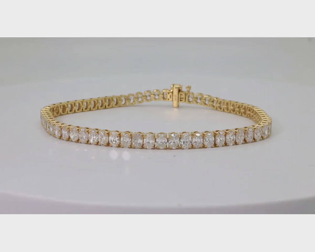 14k Gold Diamond Tennis Bracelet with Round-Cut Design 6.5ct – product video