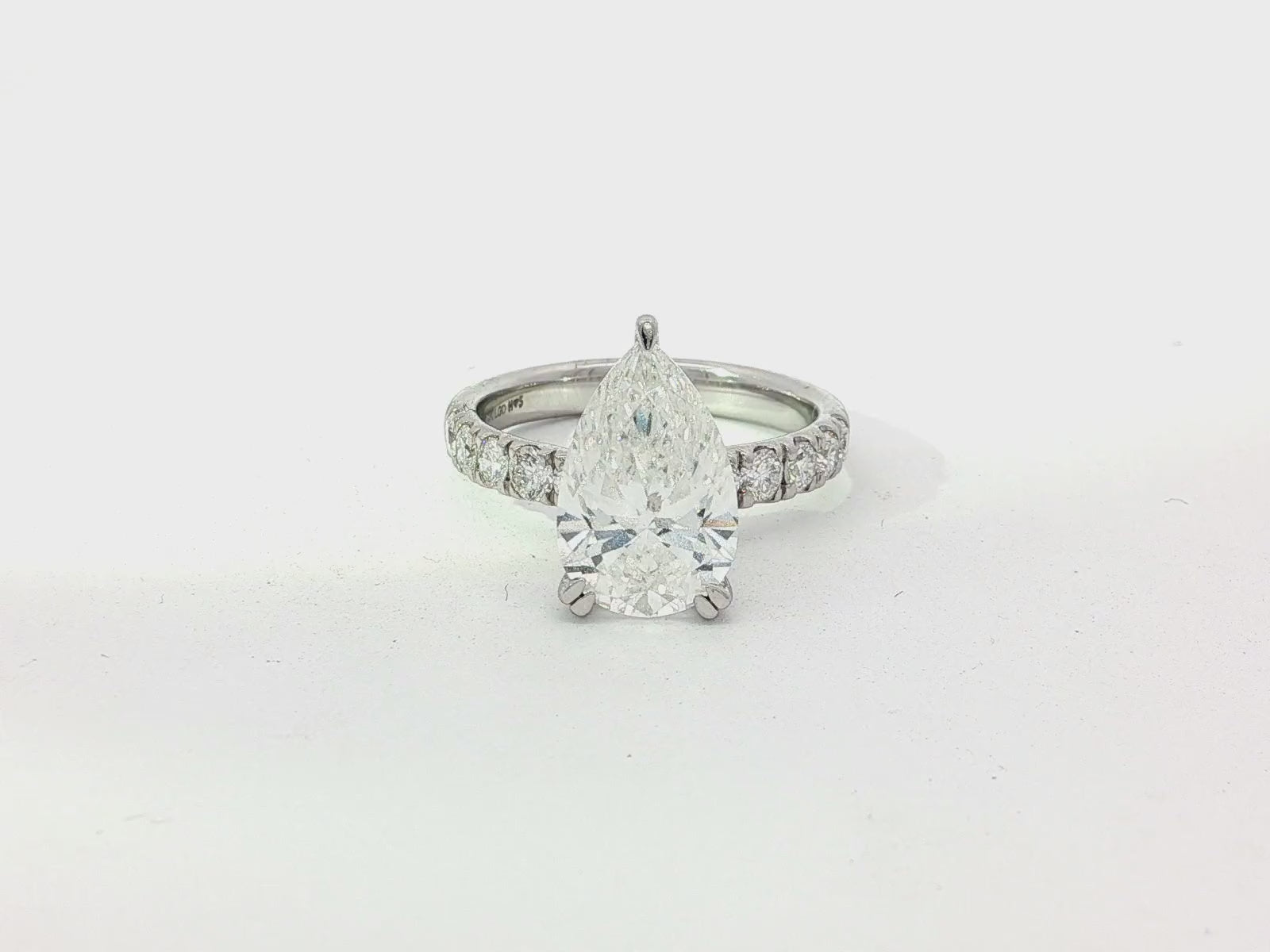 14k Pear Cut  Micropavé Engagement Ring 3.73 CT