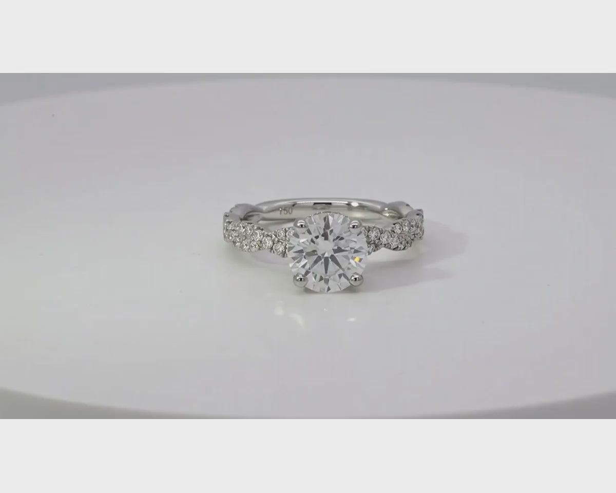 18k Round Cut Twisted Pavé Engagement Ring 1.50 CT – product video