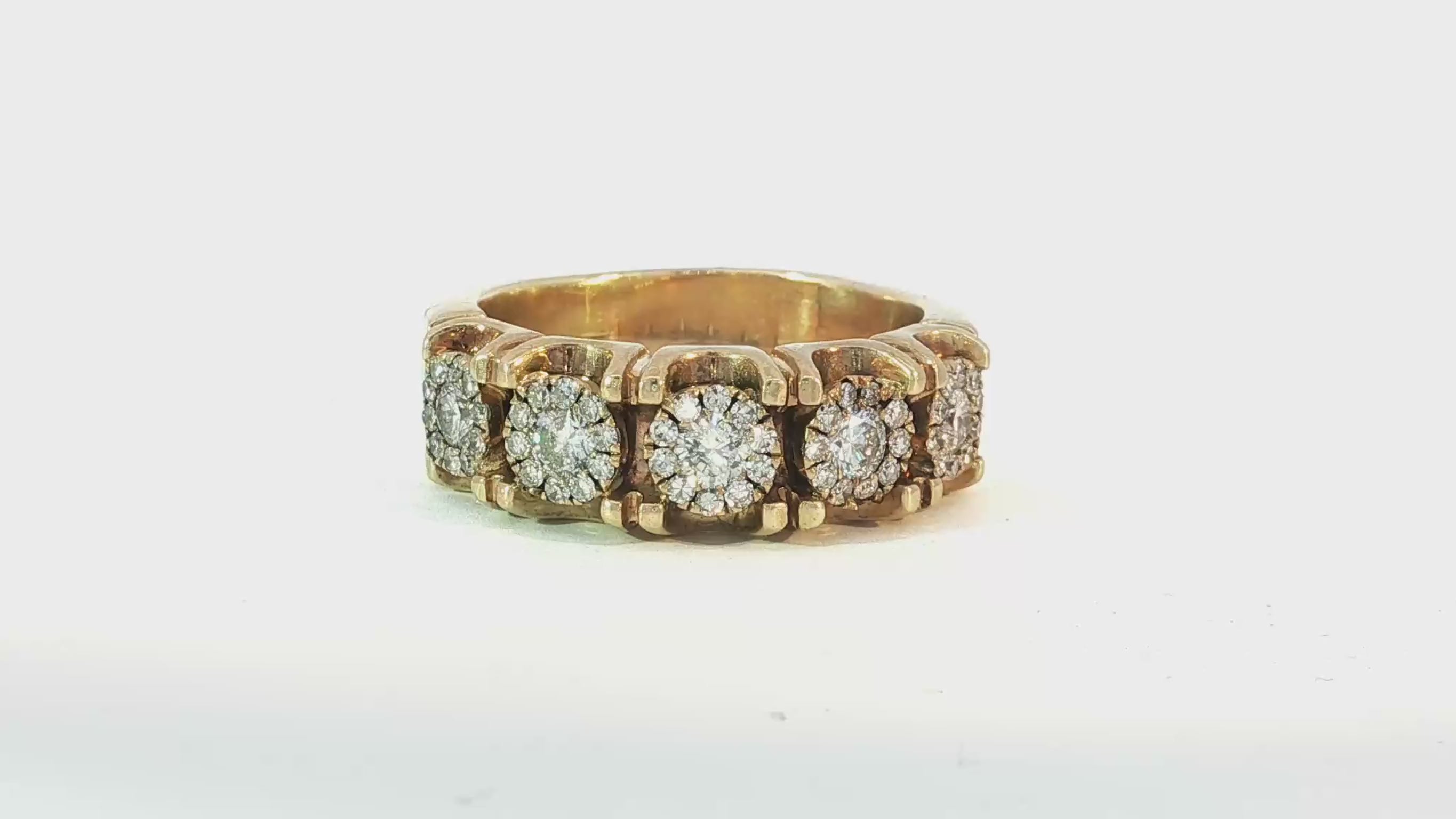 14k Gold Multi-Stone Diamond Ring with Round Brilliant Cut 2.93ct