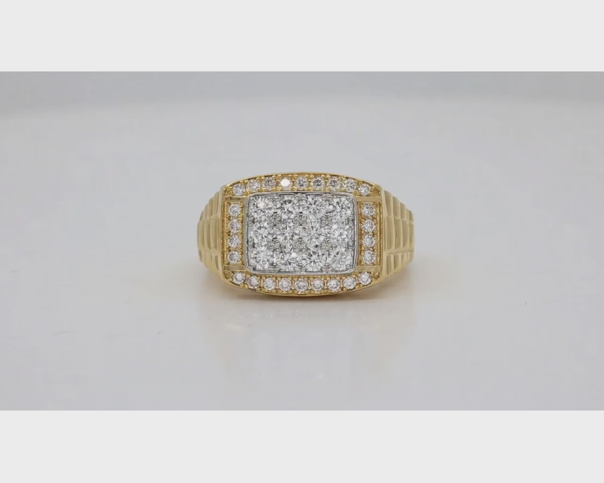 10K Gold Diamond Men’s Ring with Square Cluster Halo 1.00ct – product video