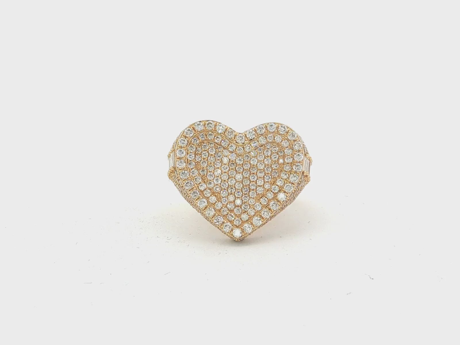10k Gold Diamond Heart Ring with Pavé Round Accents 2.18ct