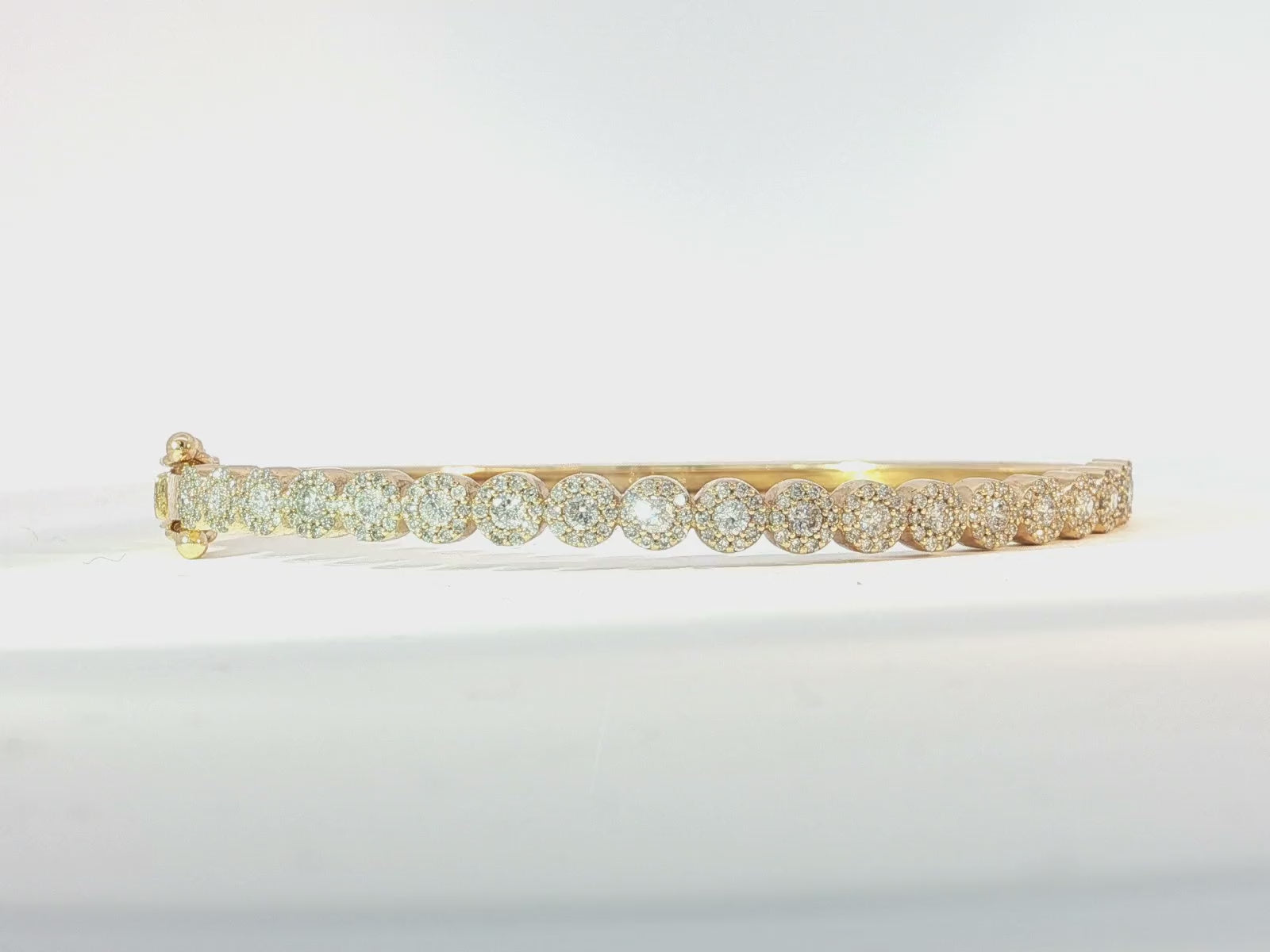 10k Gold Diamond Bangle Bracelet with Round Accents 1.15ct