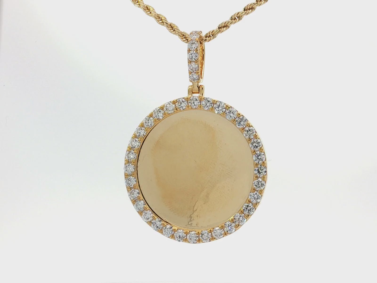 10k Diamond Memory Charm Pendant with Round-Cut 3.68ct