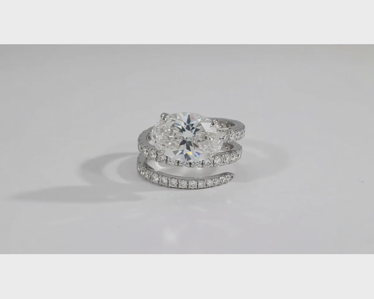 14k Oval Cut Spiral Micropavé Engagement Ring 5.50 CT – product video