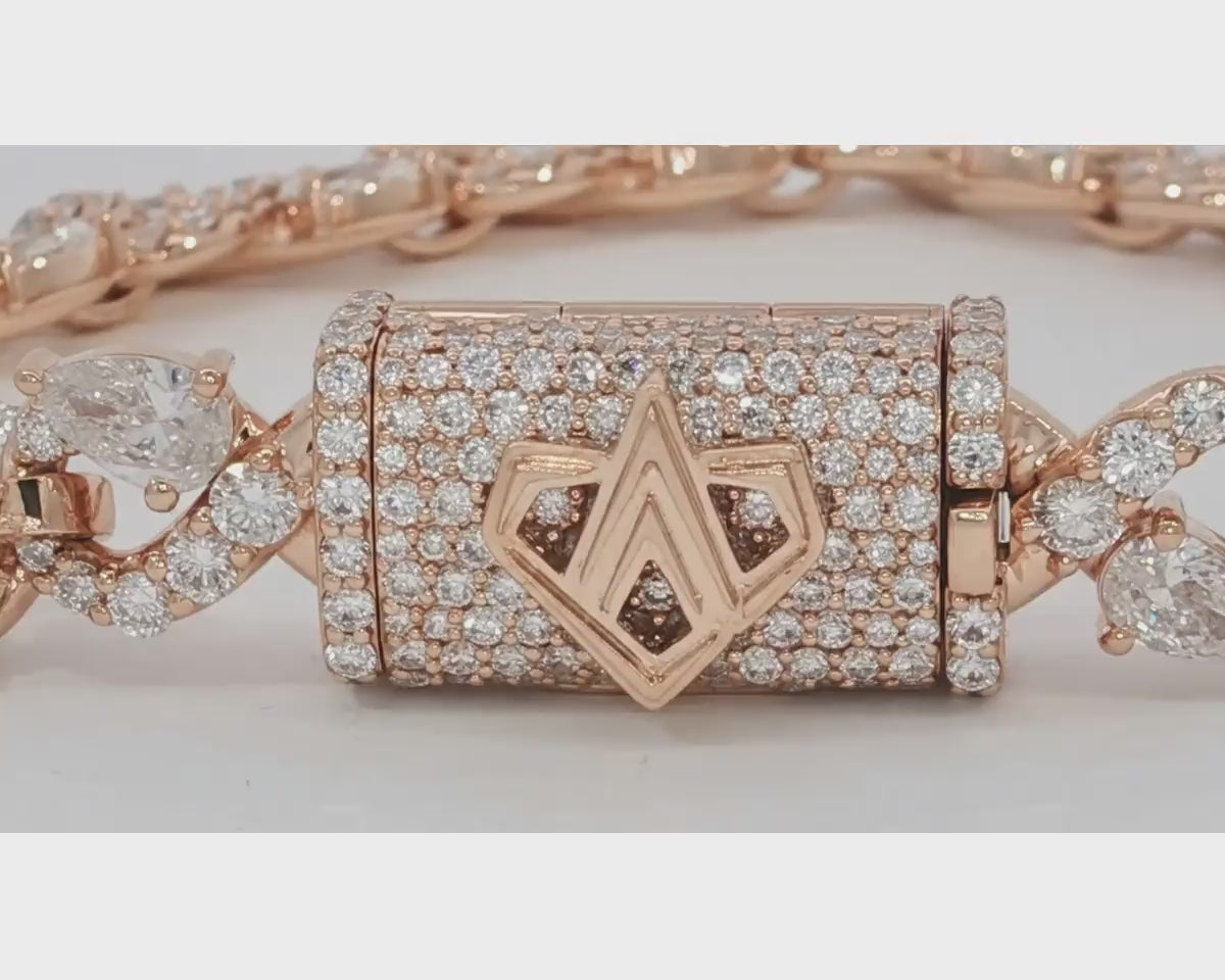 14K Gold Lab Ground Diamond Bracelet Twisted Design 13.20 CT – product video