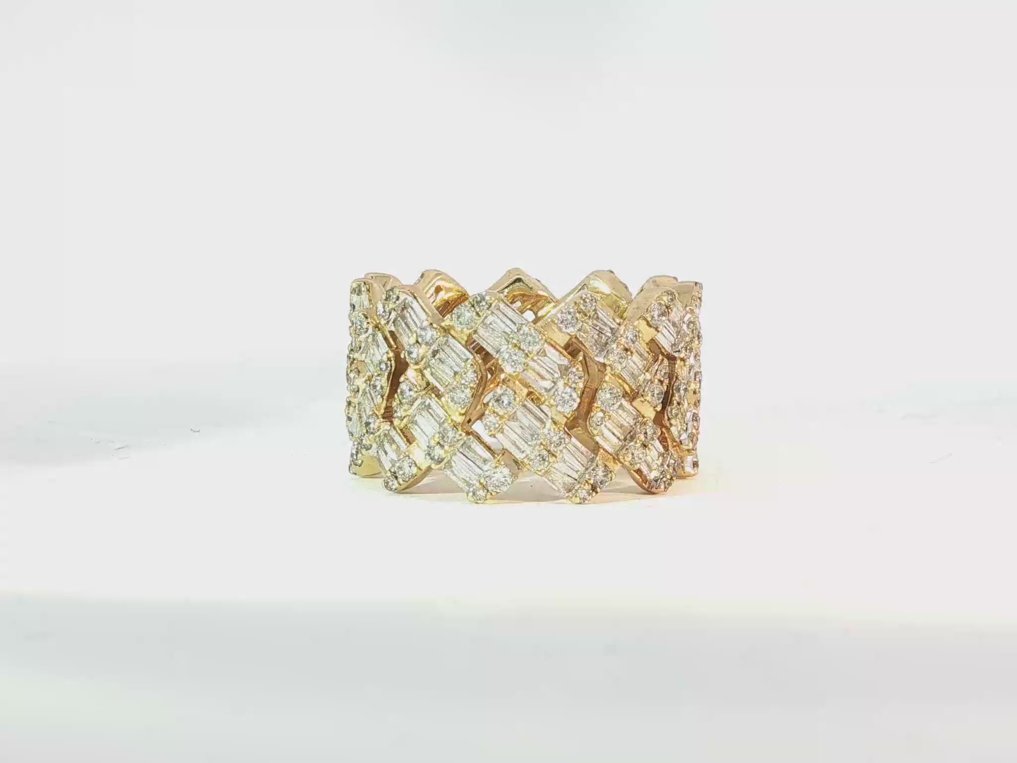 14k Gold Full Eternity Cuban Link with Baguette and Round Diamonds 3.75ct