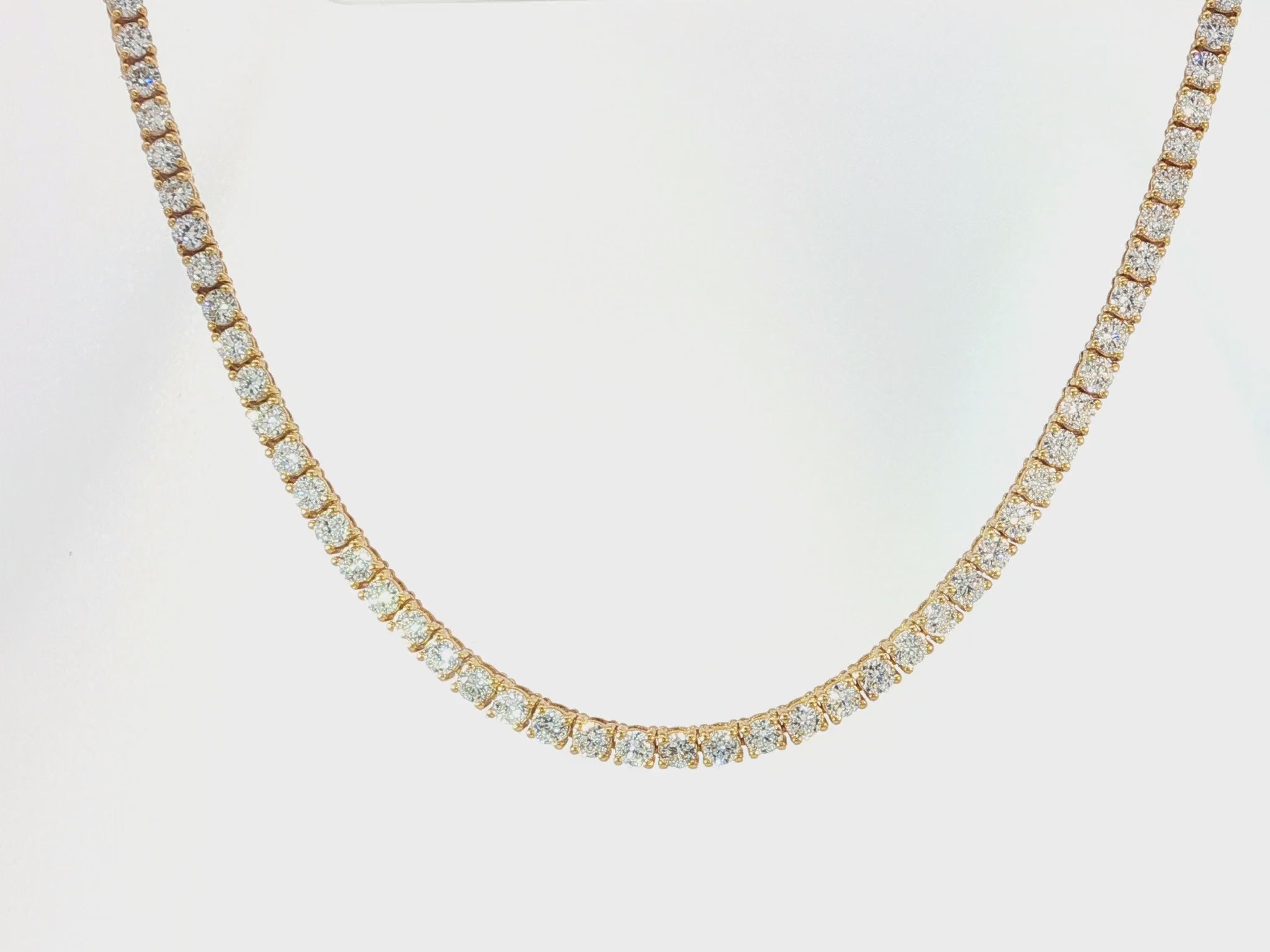 14k Gold Lab Grown Diamond Necklace with Classic Round-Cut Tennis Design 10.43ct