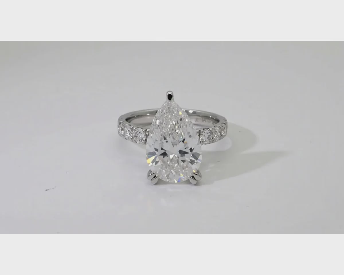 14k Pear Cut Micropavé Engagement Ring 5.02 CT – product video