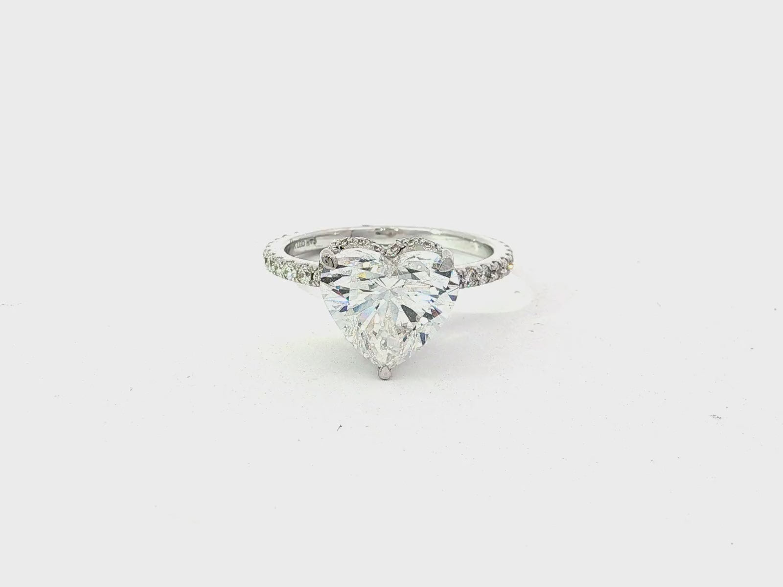 14k Heart Cut Petite Micropavé Engagement Ring 3.68 CT