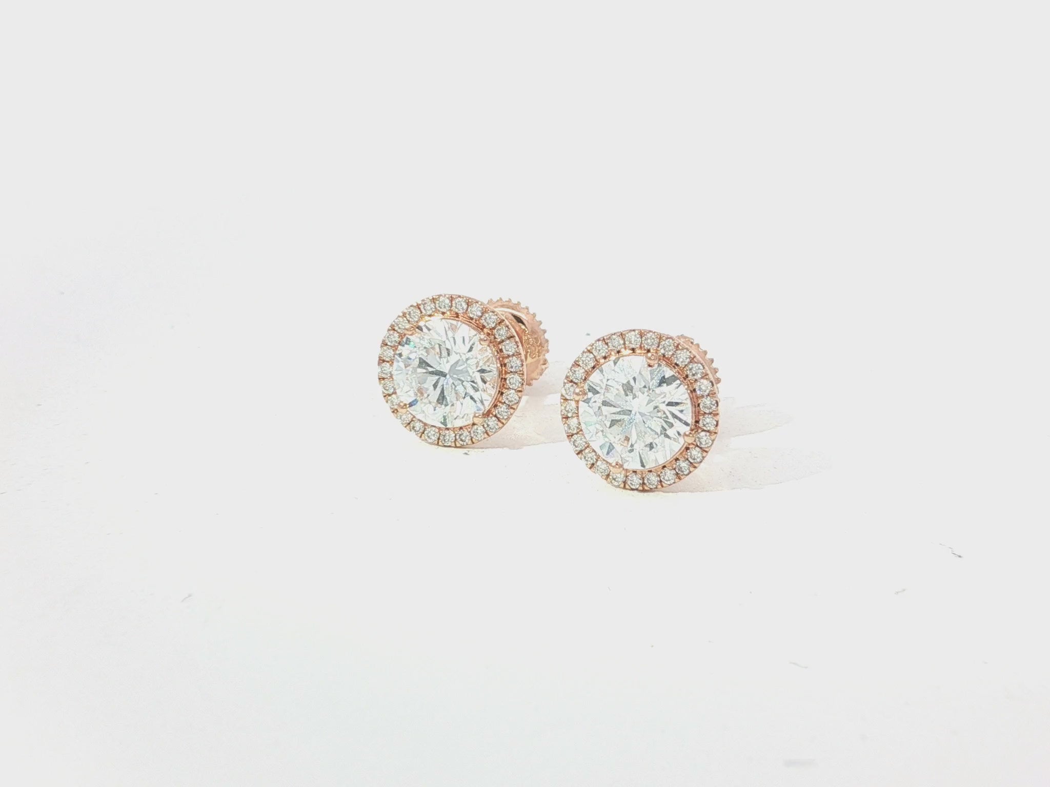 10K Gold Diamond Round Halo Stud Earrings  [0.93ct – 2.32 CT]