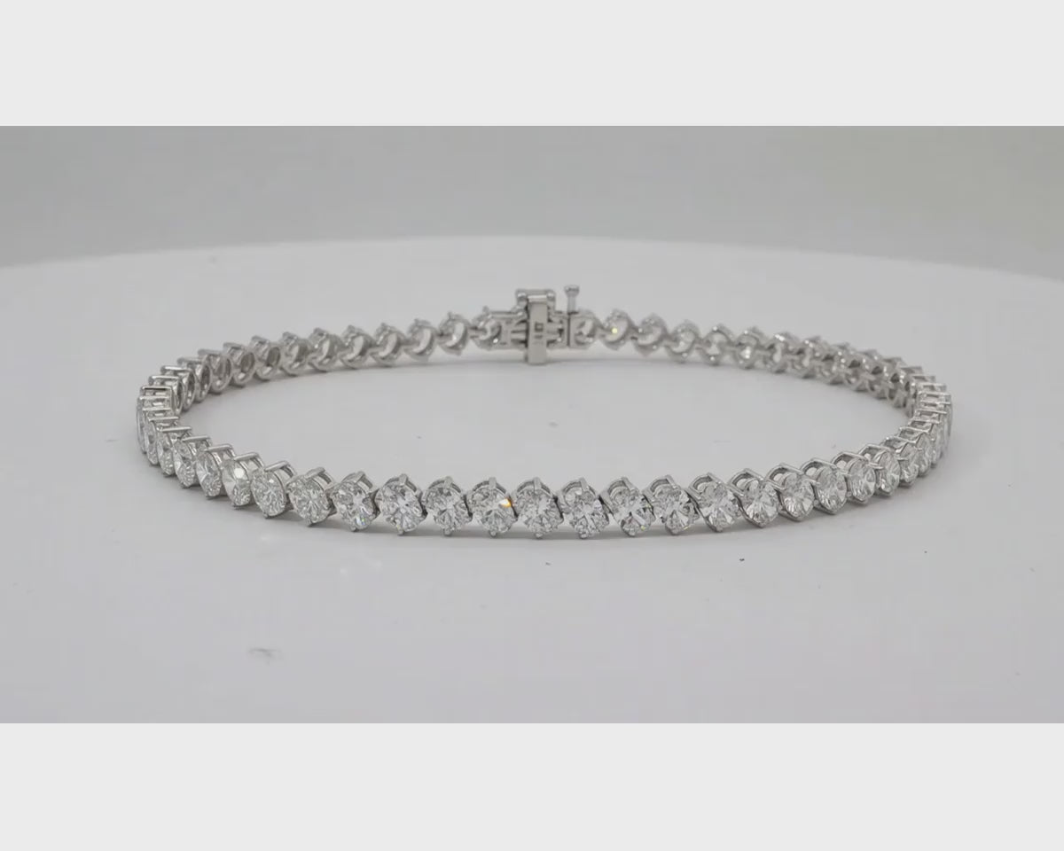 14K Gold Diamond Tennis Bracelet with Oval-Cut Design 5.3ct – product video