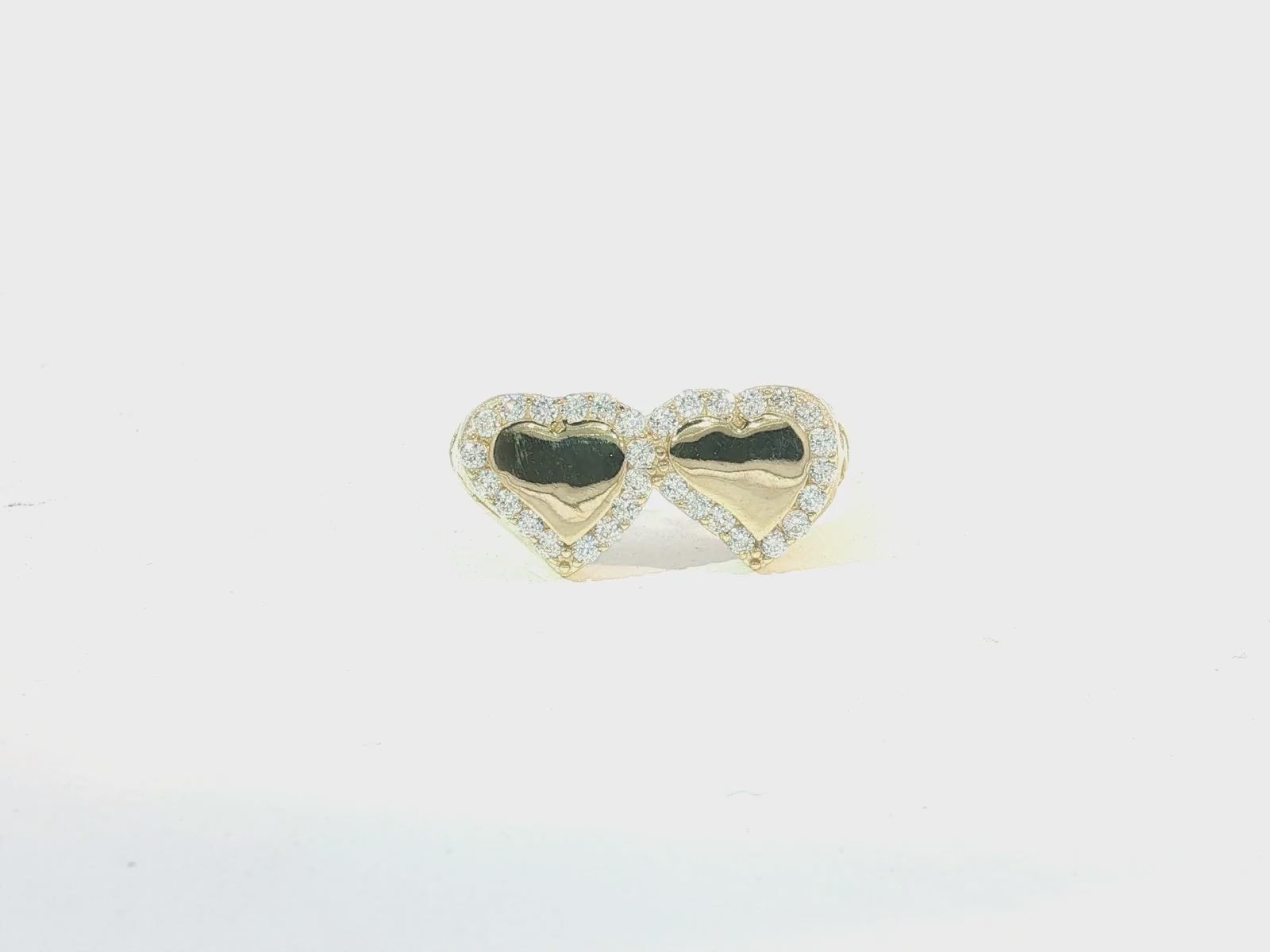 10K Gold Double Heart Halo Cubic Zirconia Ring