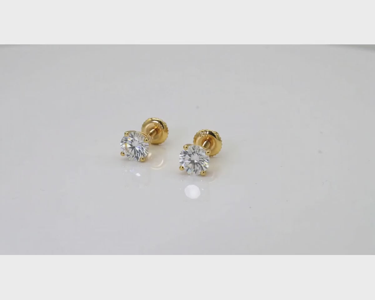 10K Gold Round Diamond Stud Earrings 0.76 CT – product video