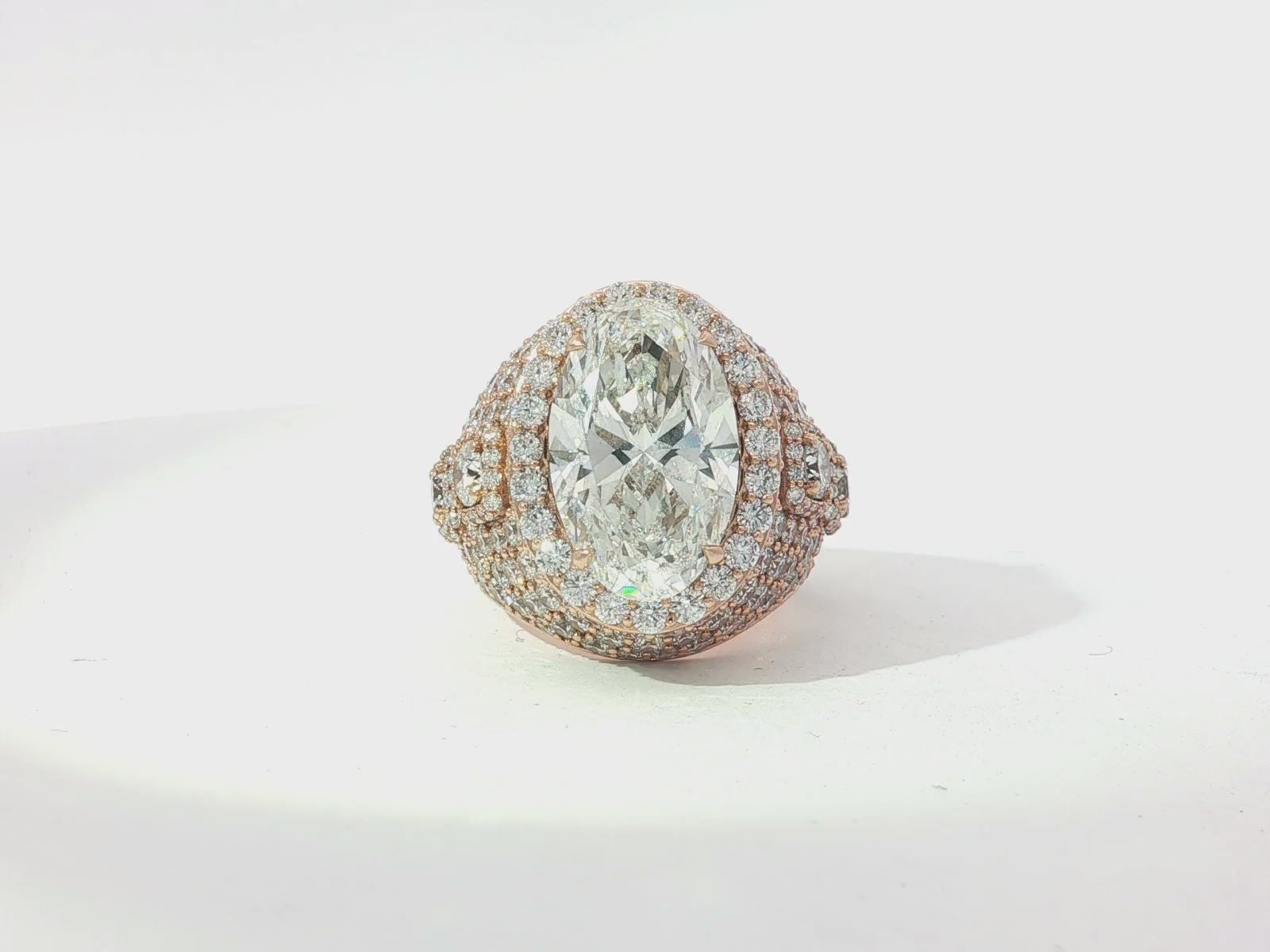 14k Gold Diamond Cocktail Ring with Pear-Shape Halo Design 8.74ct