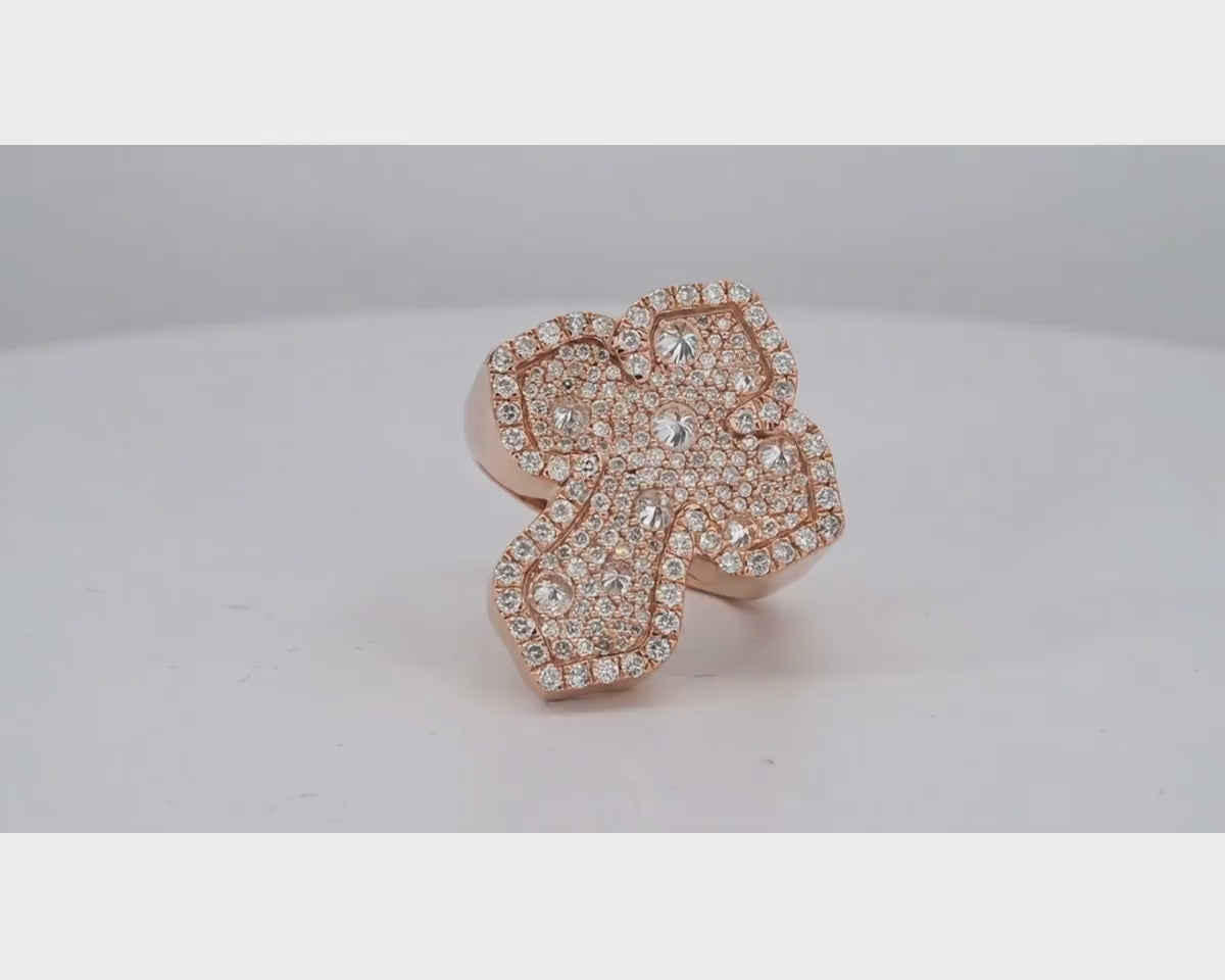 10k Gold Diamond Crucifix Ring with Pavé Round Accents 2.25ct – product video