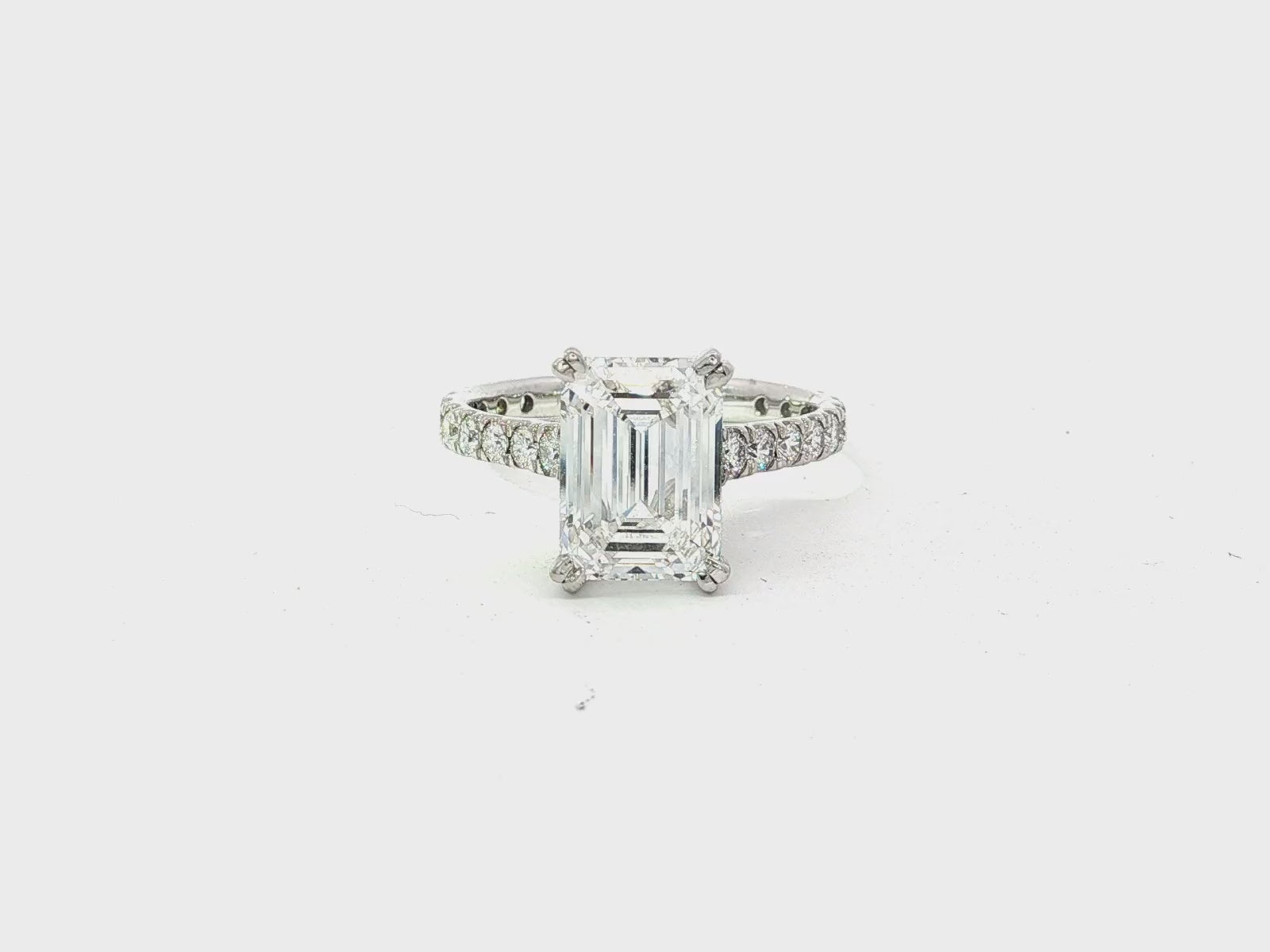 14k Emerald Cut Diamond Cluster Band Engagement Ring 3.75 CT