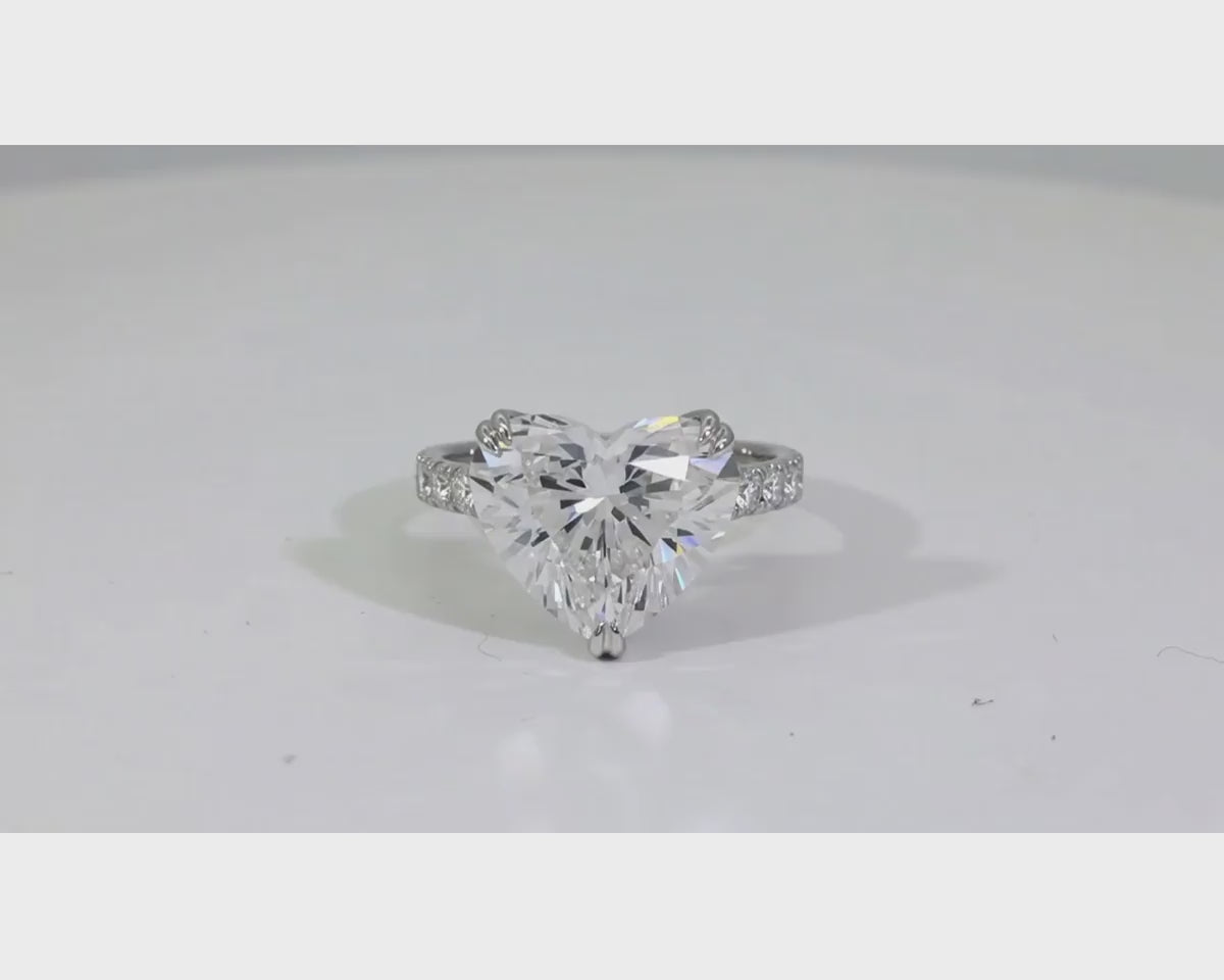 14k Heart Cut Luxe Pavé Detail Engagement Ring 5.97 CT – product video