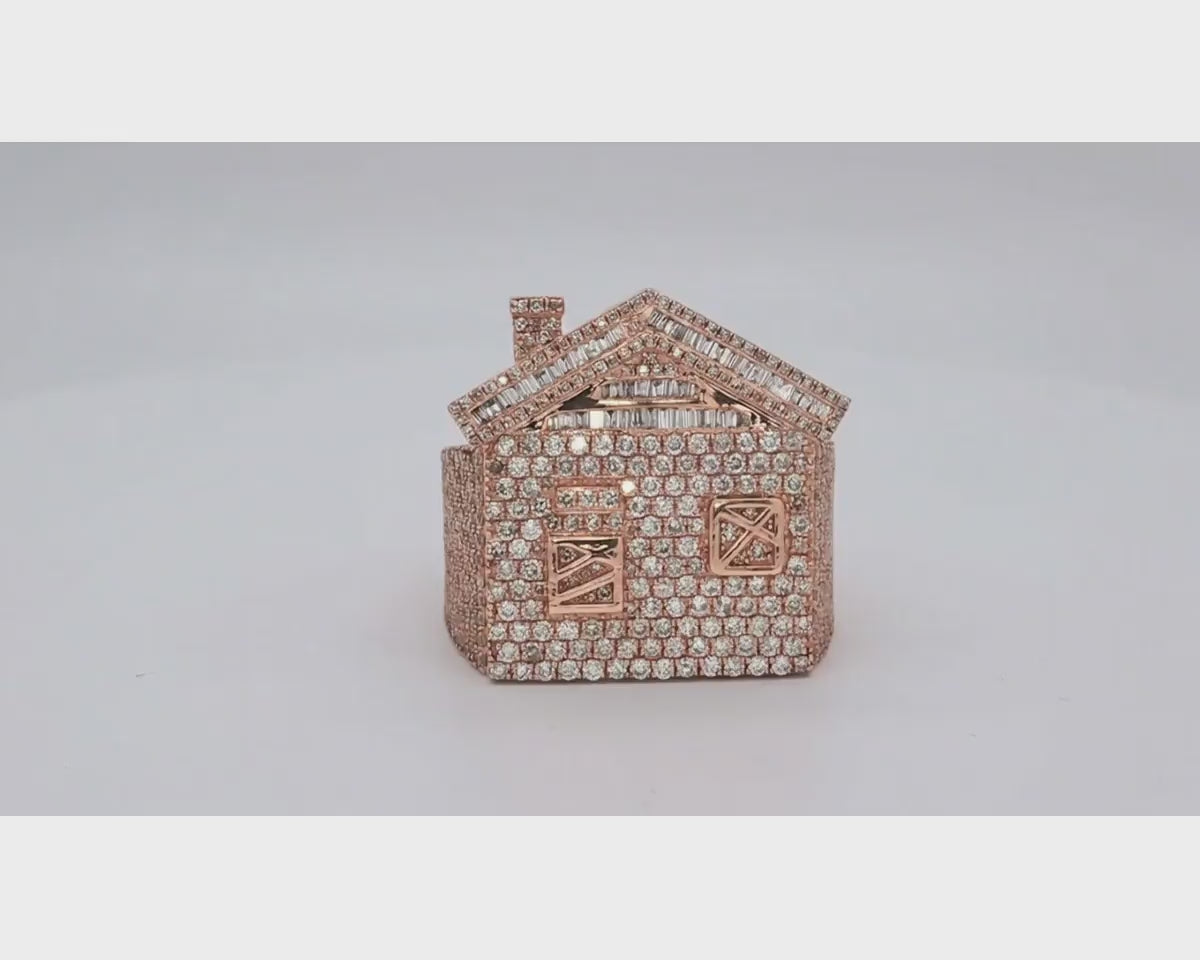 10k Diamond House Ring with Pavé & Baguette Roof Detail Design 2.88ct – product video