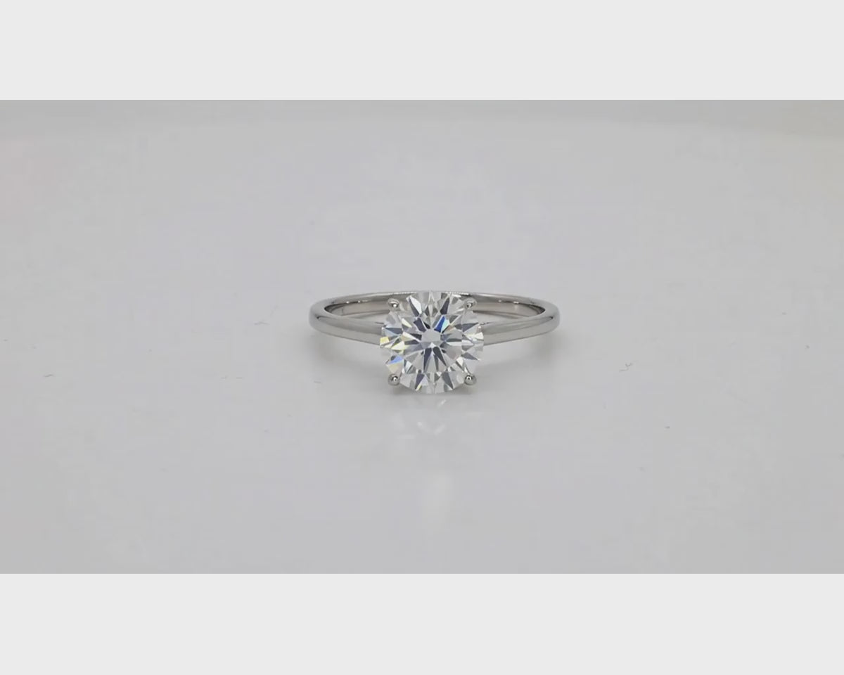 14k Gold Diamond Engagement Ring with Round Brilliant-Cut Solitaire Design 1.55 CT – product video
