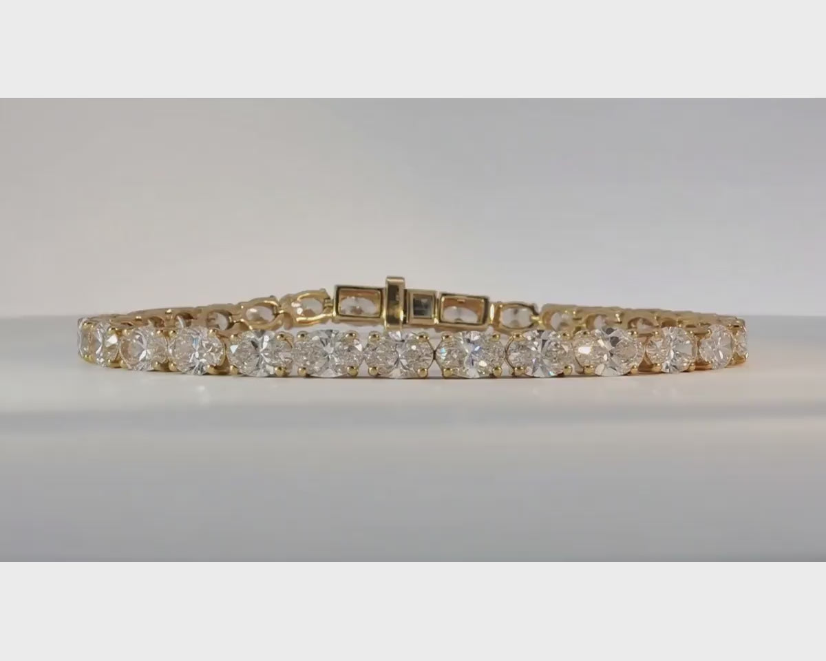 14k Gold Lab-Grown Diamond Tennis Bracelet with Round-Cut Design 12ct – product video