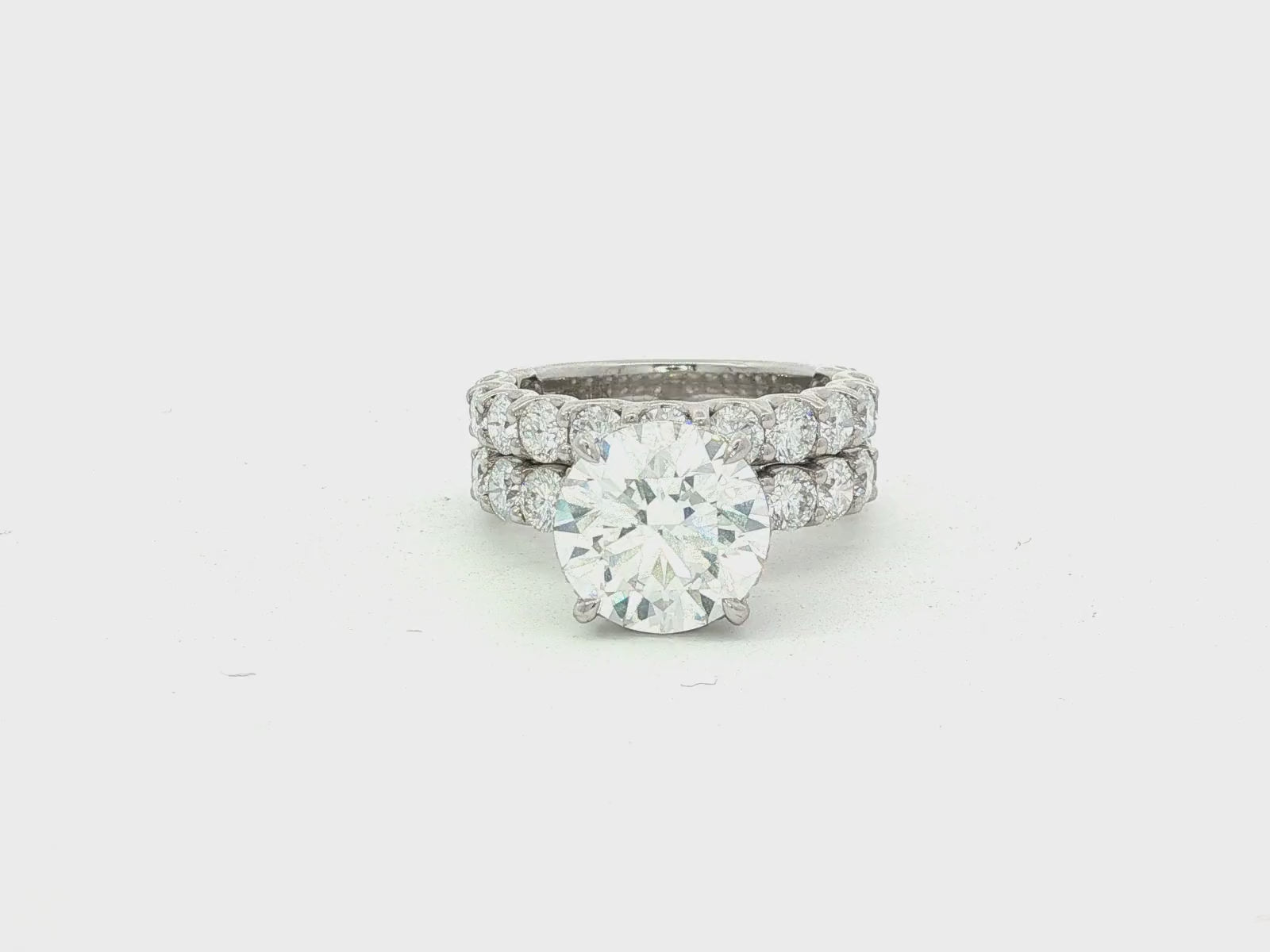 14k Gold Diamond Round Double Row Band Engagement Ring Set 7.53 CT