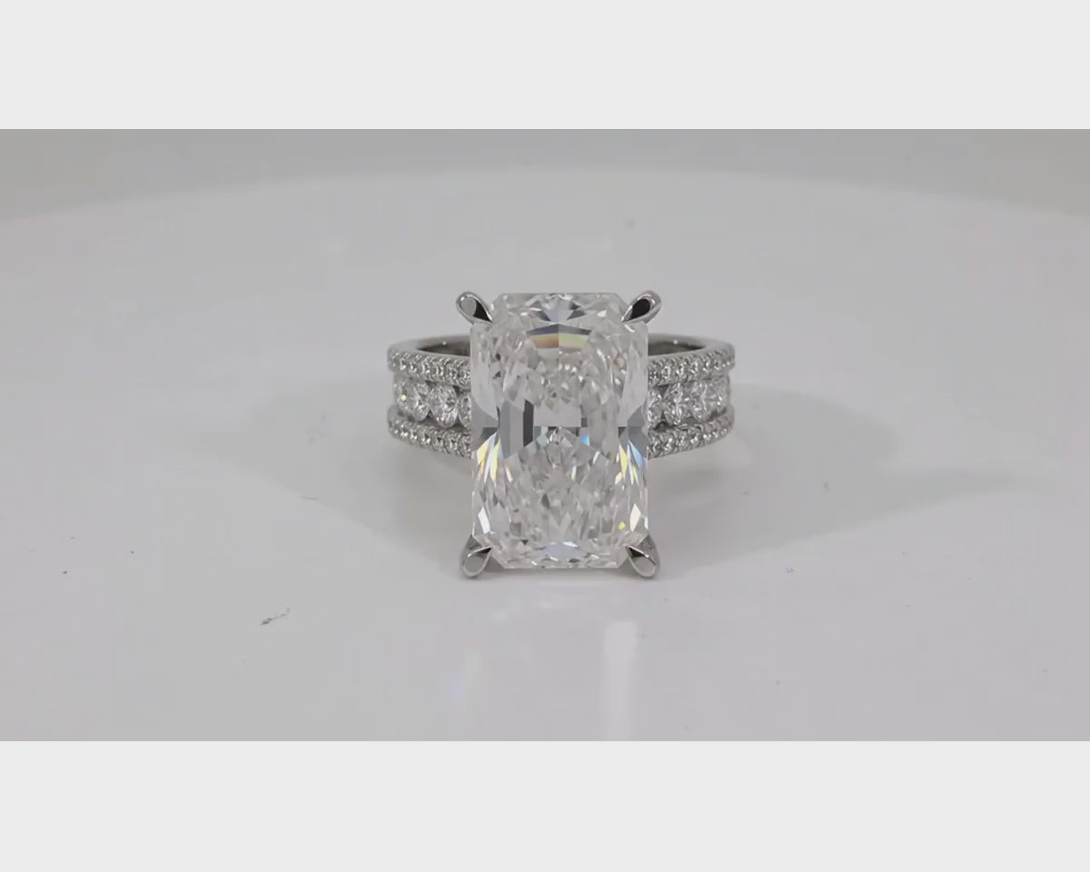 14k Radiant Cut Double Row Diamond Band Engagement Ring 8.43 CT – product video