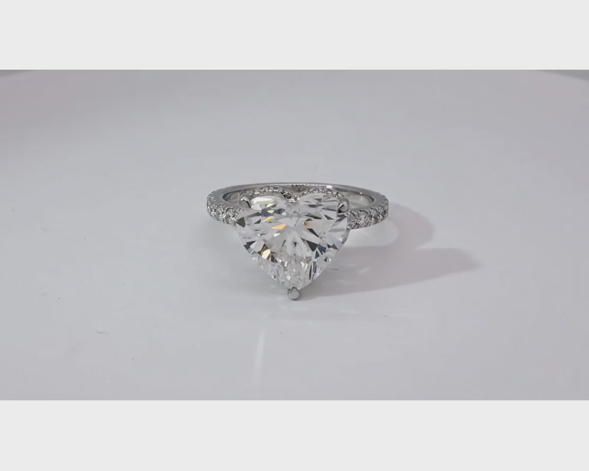 14k Heart Cut Petite Micropavé Engagement Ring 4.78 CT – product video