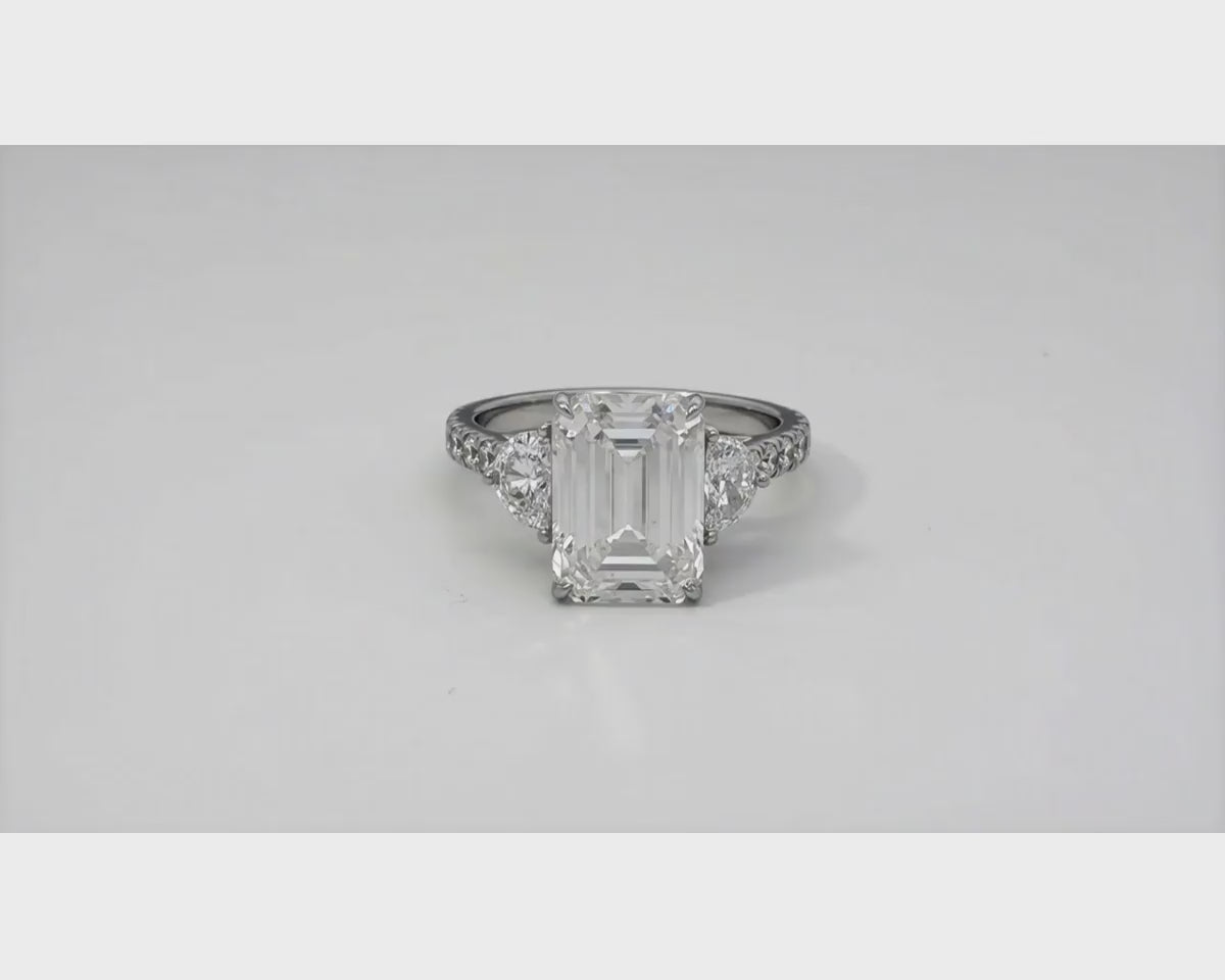 14k Gold Diamond Solitaire Ring with Emerald-Cut Center Stone 5.12ct – product video
