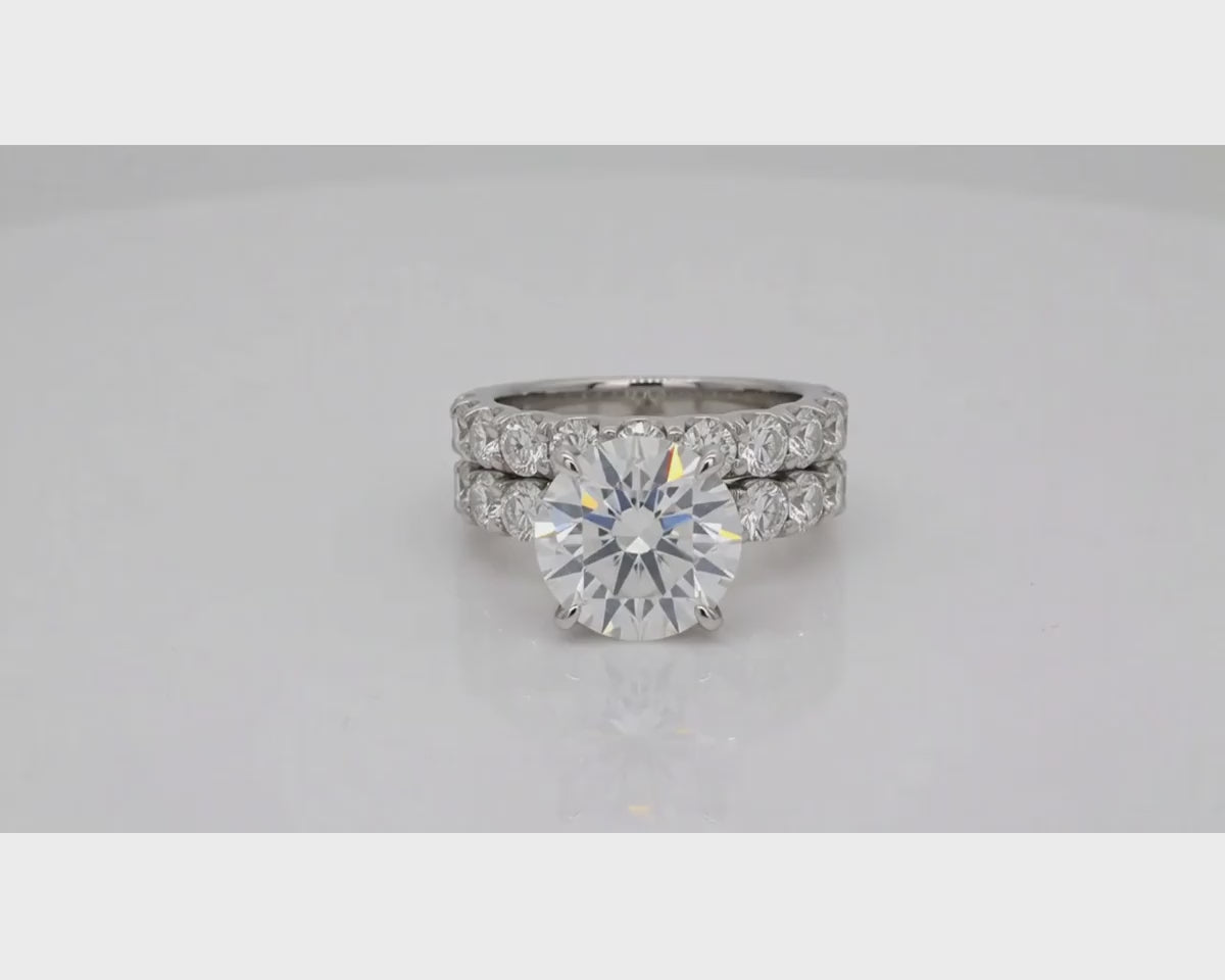 14k Gold Diamond Round Double Row Band Engagement Ring Set 7.53 CT – product video