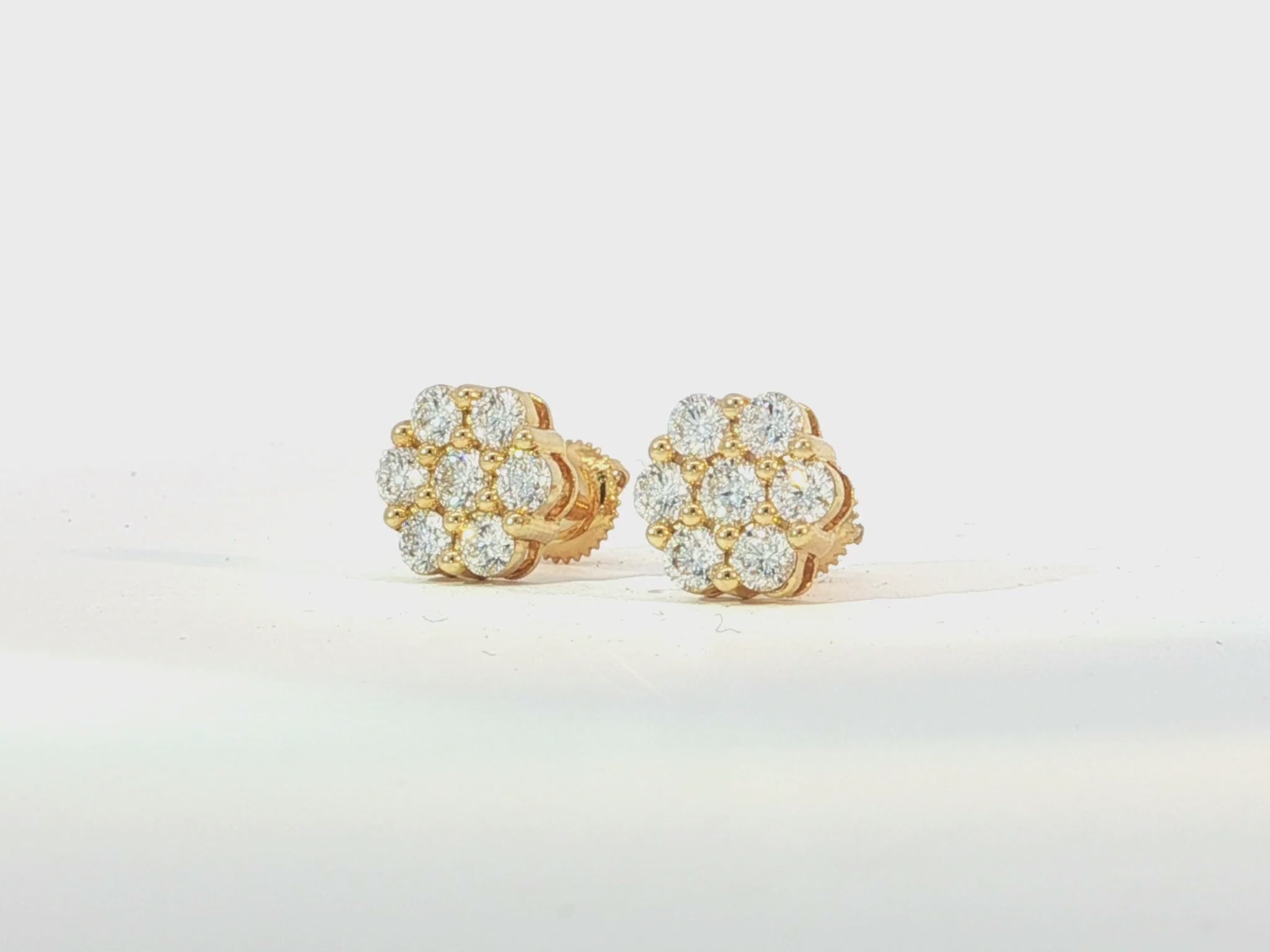 10k Gold Diamond Cluster Earrings with Round Brilliant Cut [0.25ct – 1.50ct]