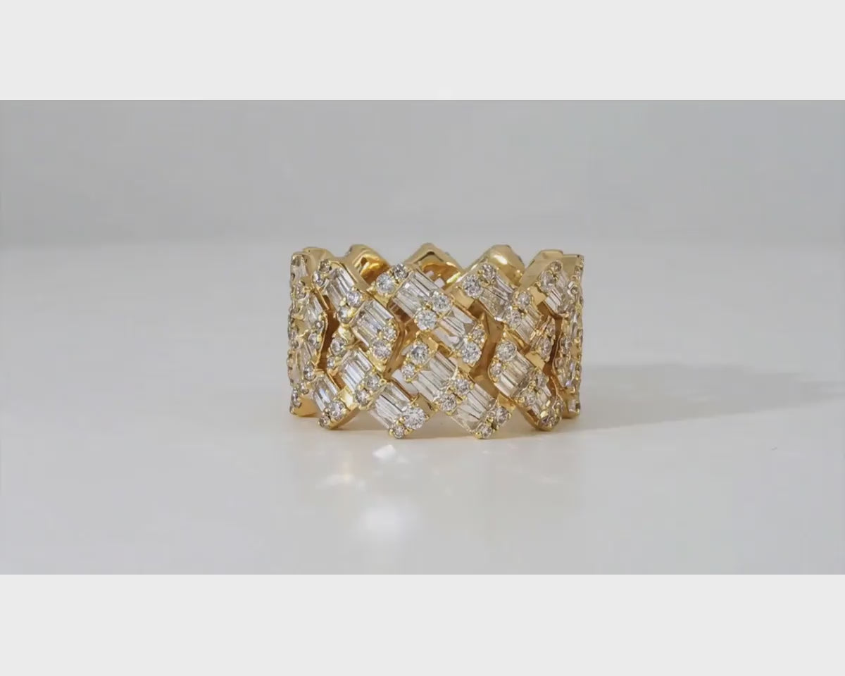 14k Gold Full Eternity Cuban Link with Baguette and Round Diamonds 3.75ct – product video