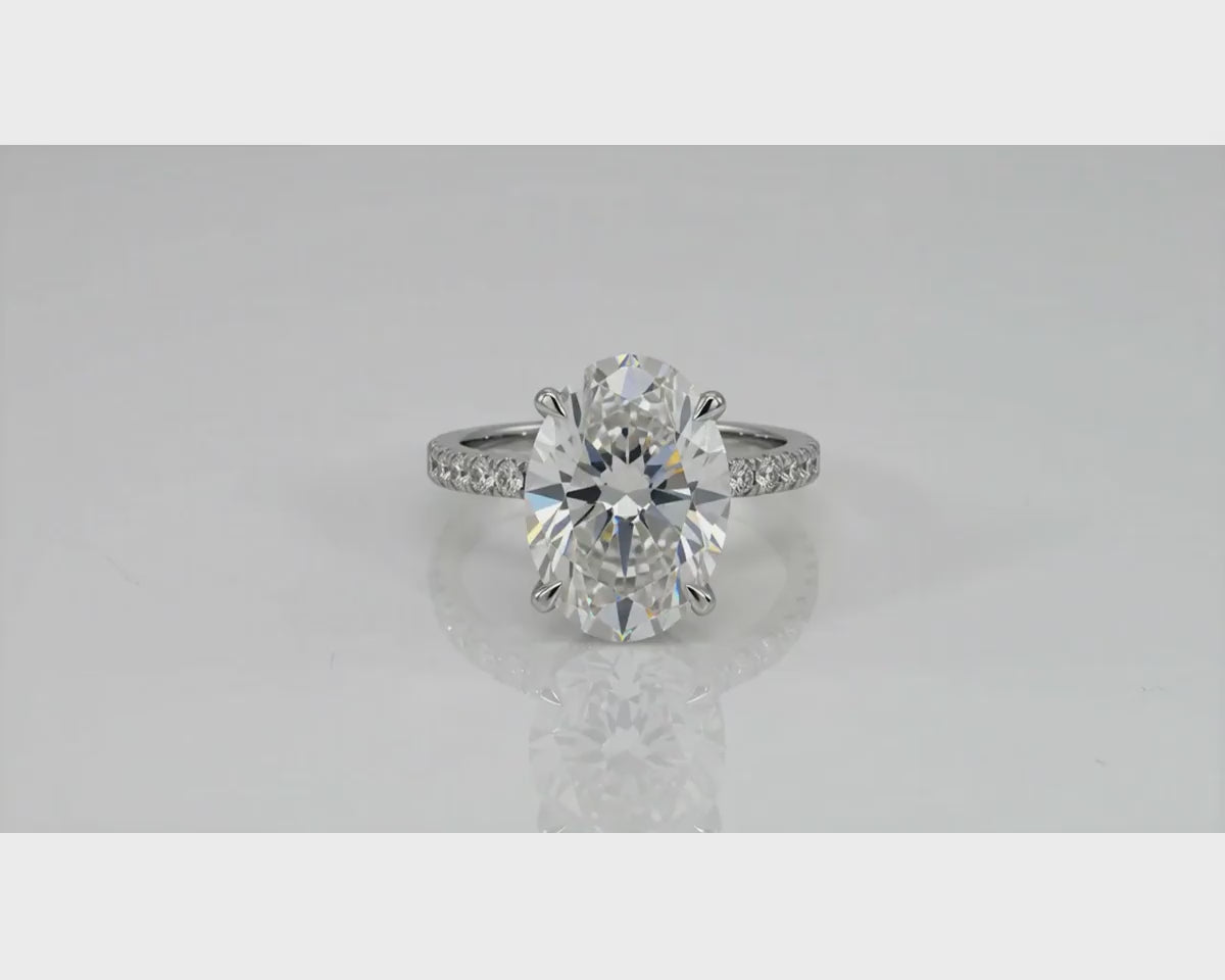 14k Oval Cut  Micropavé Engagement Ring 4.80 CT – product video