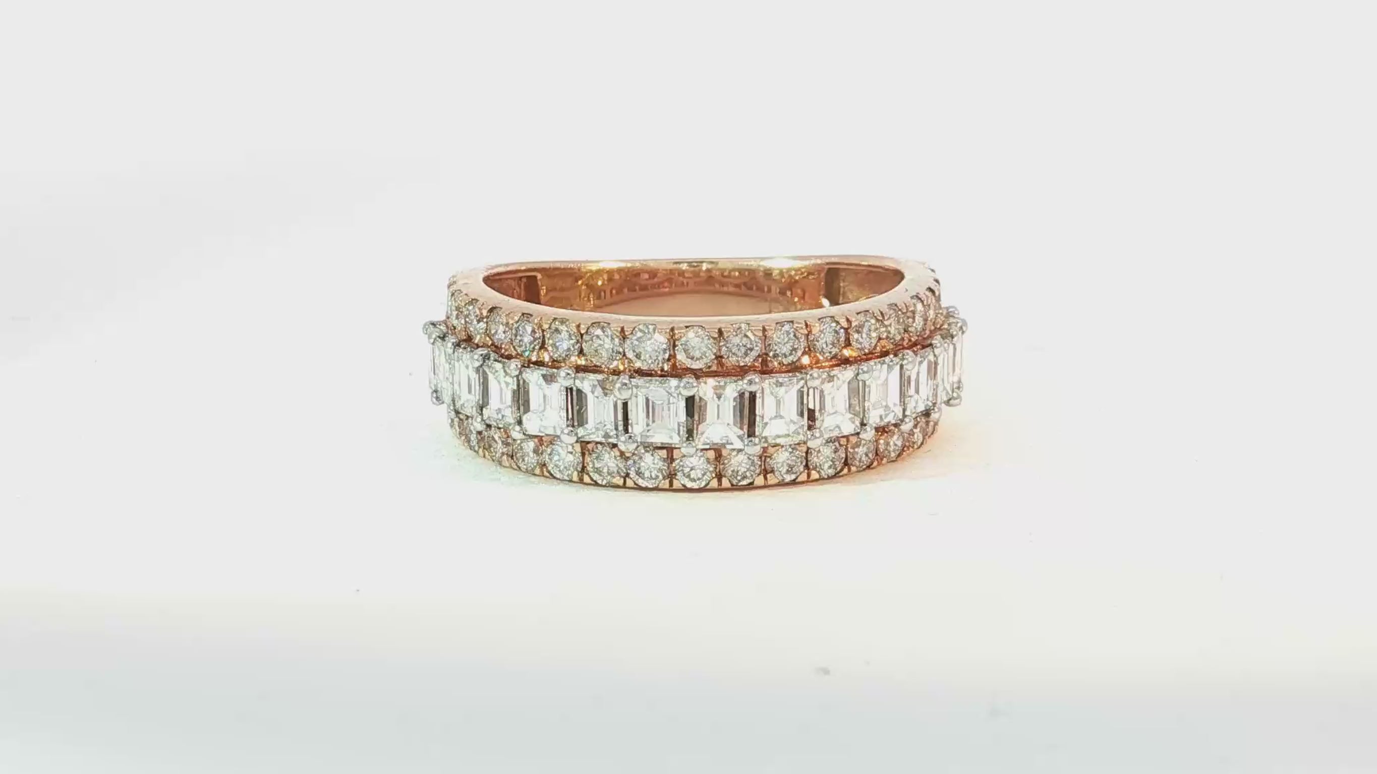 14k Gold Eternity Ring with Emerald Cut Diamonds 3.0ct