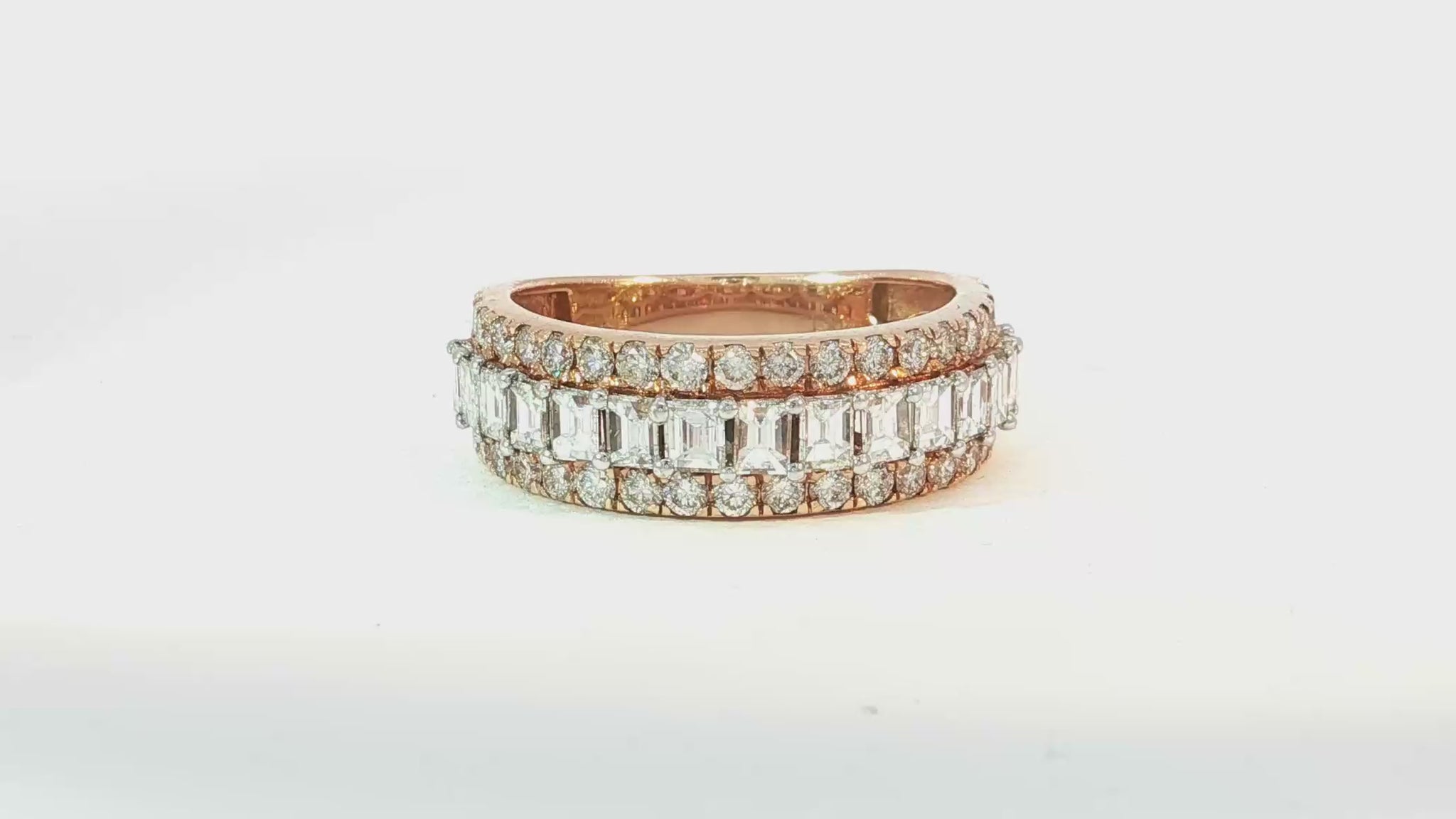 14k Gold Eternity Ring with Emerald Cut Diamonds 3.0ct
