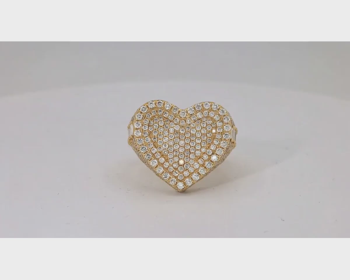 10k Gold Diamond Heart Ring with Pavé Round Accents 2.18ct – product video