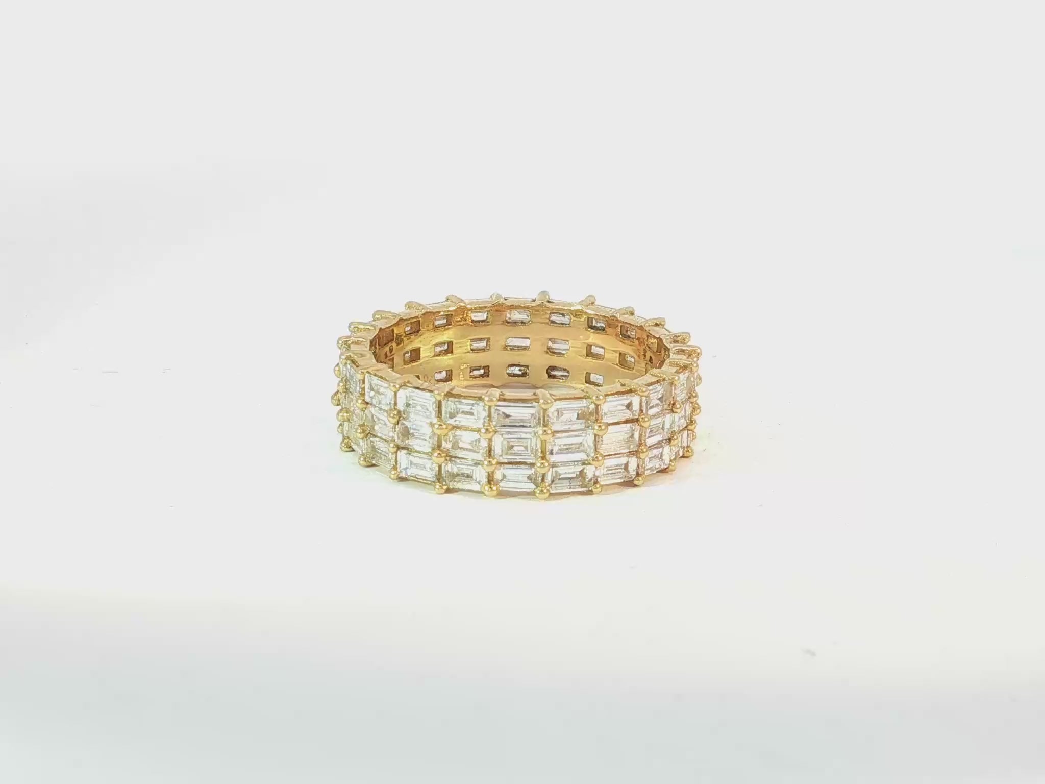 10K Gold Eternity Ring with Emerald Cut Diamonds 3.7ct