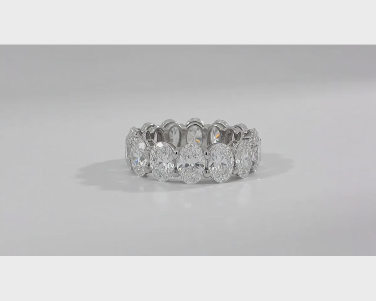 14k Gold Diamond Eternity Band with Oval-Cut Design 7.57ct – product video
