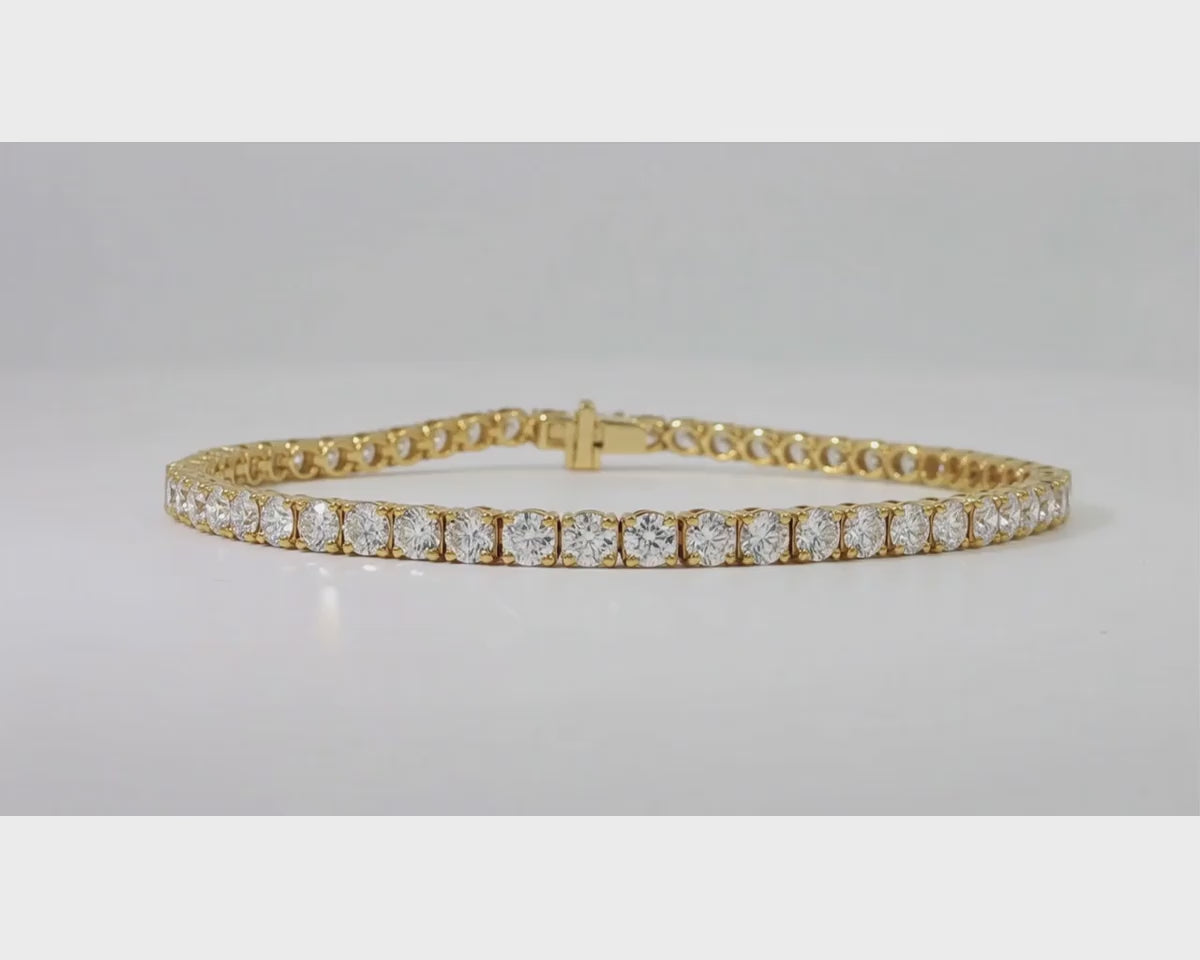 14k Gold Lab Grown Diamond Bracelet with Classic Round-Cut Design 7.22ct – product video