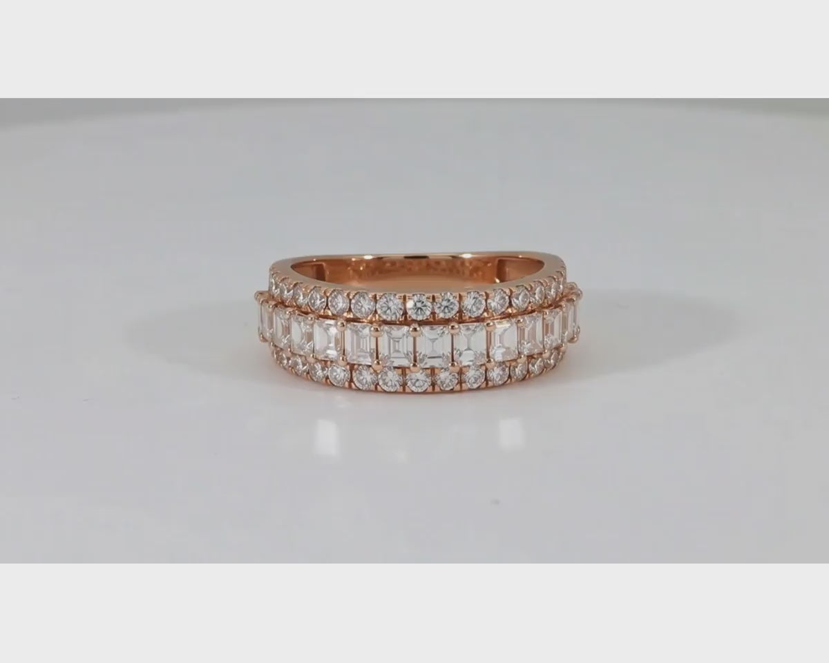 14k Gold Eternity Ring with Emerald Cut Diamonds 3.0ct – product video