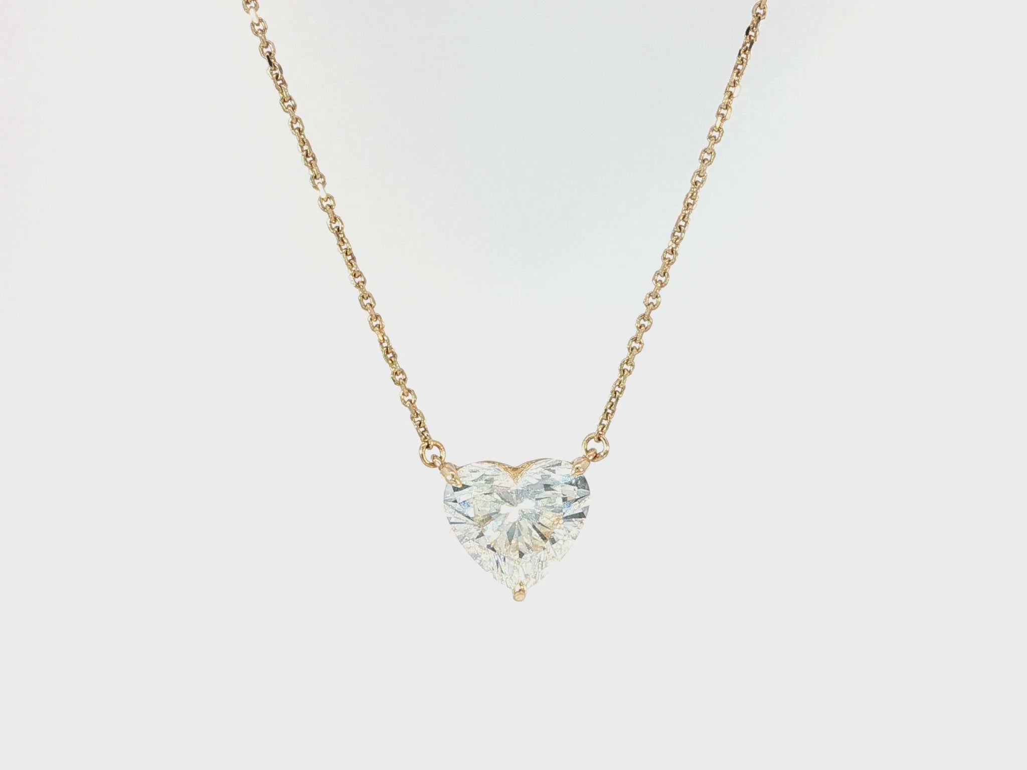 14k Lab-Grown Diamond Heart-Shaped Solitaire Necklace 3.09ct