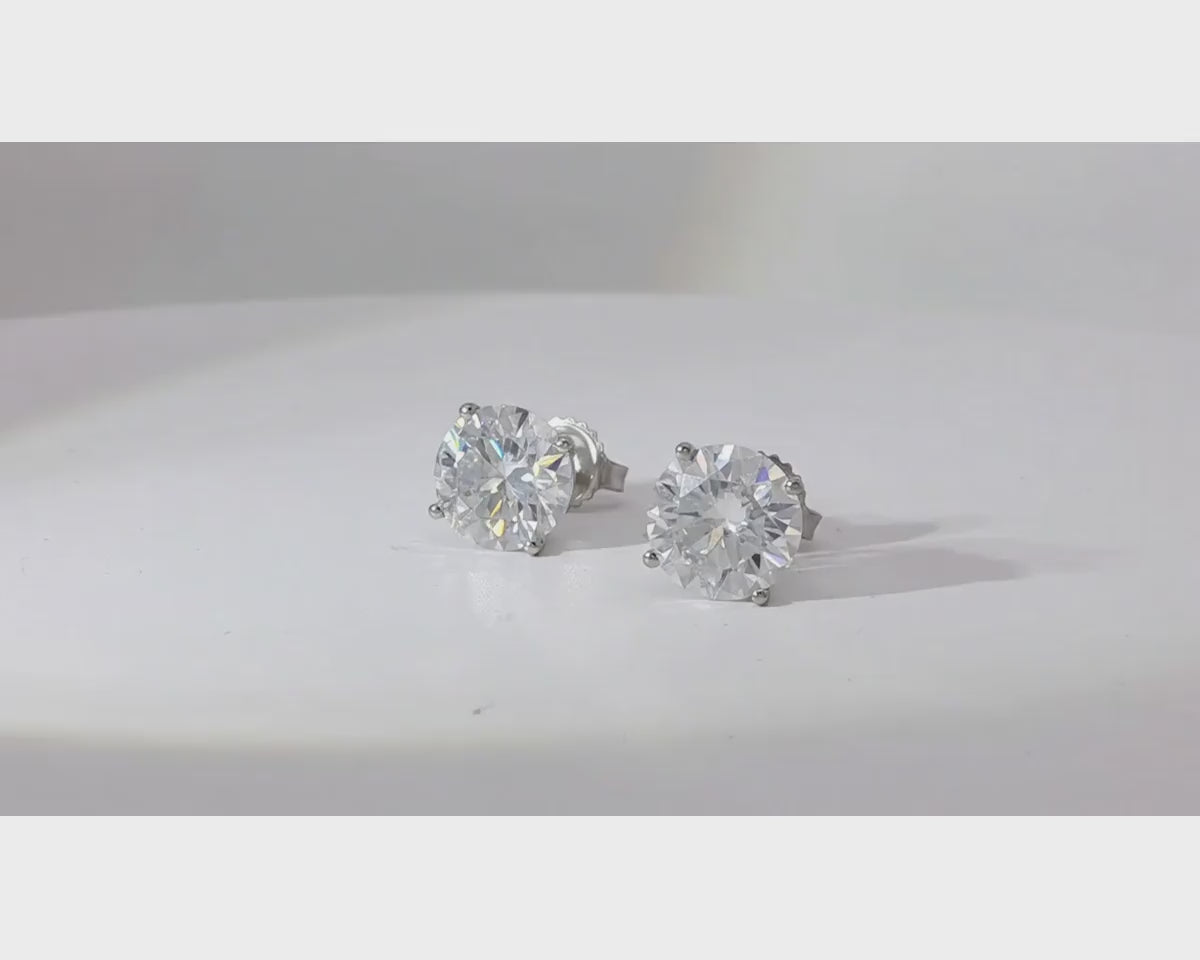 14k Gold Diamond Stud Earrings with Classic 4-Prong Design 5.17ct – product video