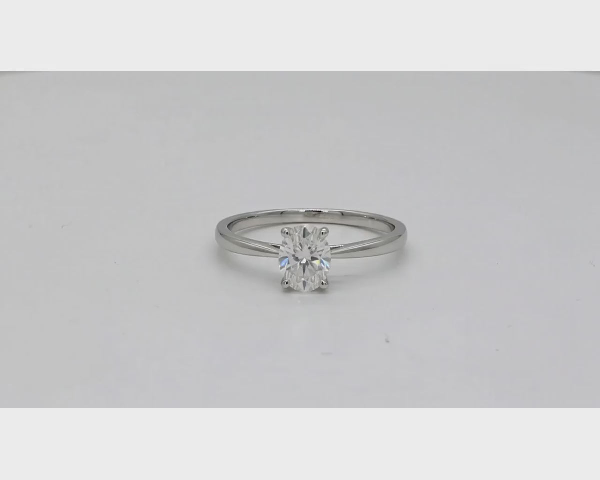 14k Gold Diamond Solitaire Ring with Oval-Cut Center Stone 0.60ct – product video