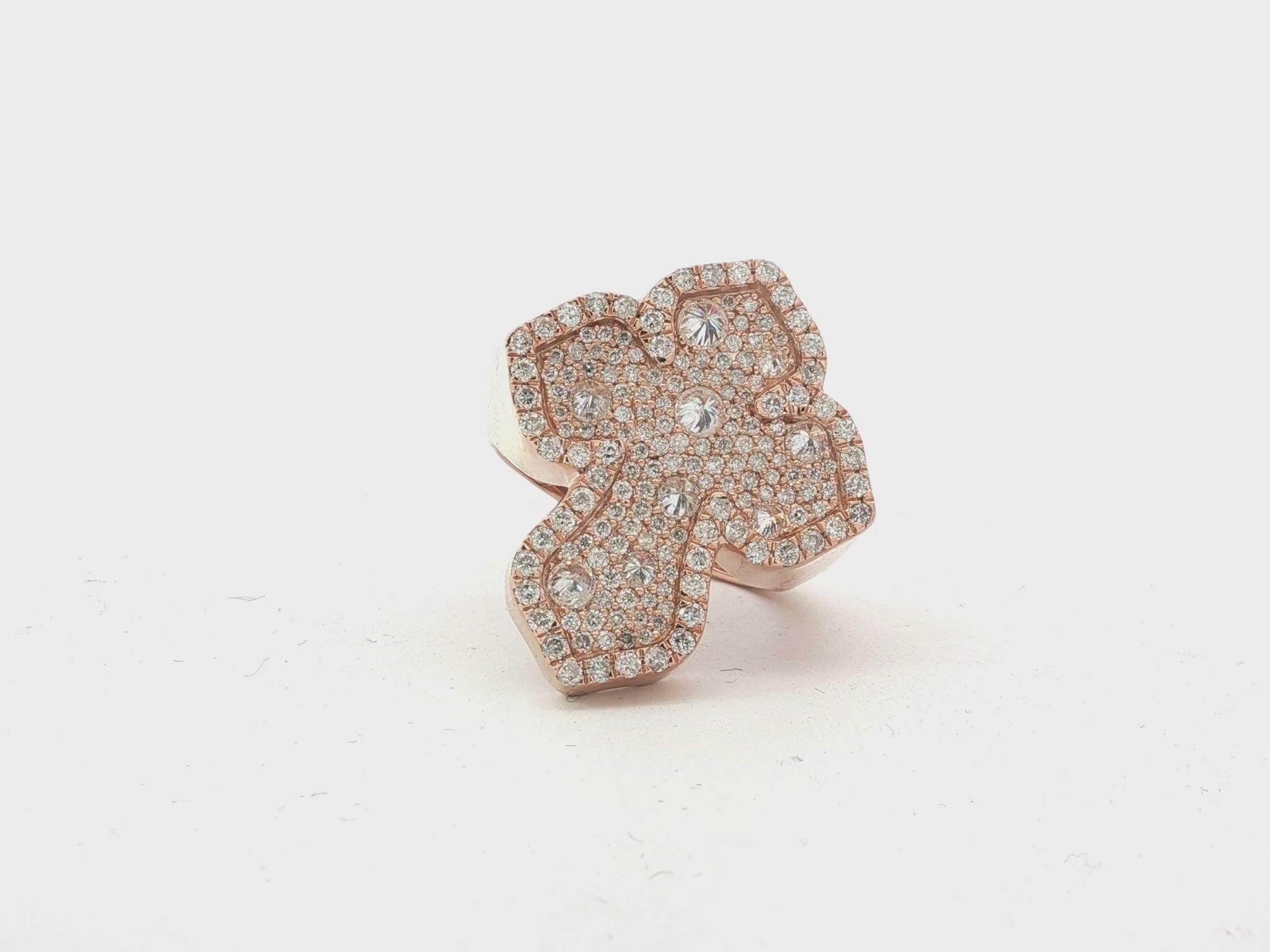 10k Gold Diamond Crucifix Ring with Pavé Round Accents 2.25ct