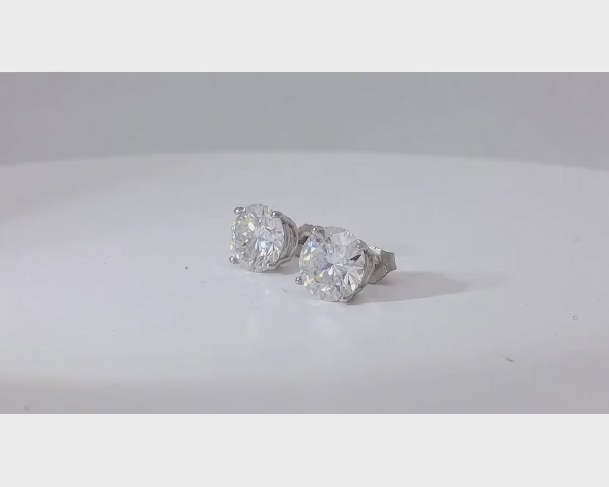 14k Gold Diamond Stud Earrings with Classic 4-Prong Design 4.32ct – product video